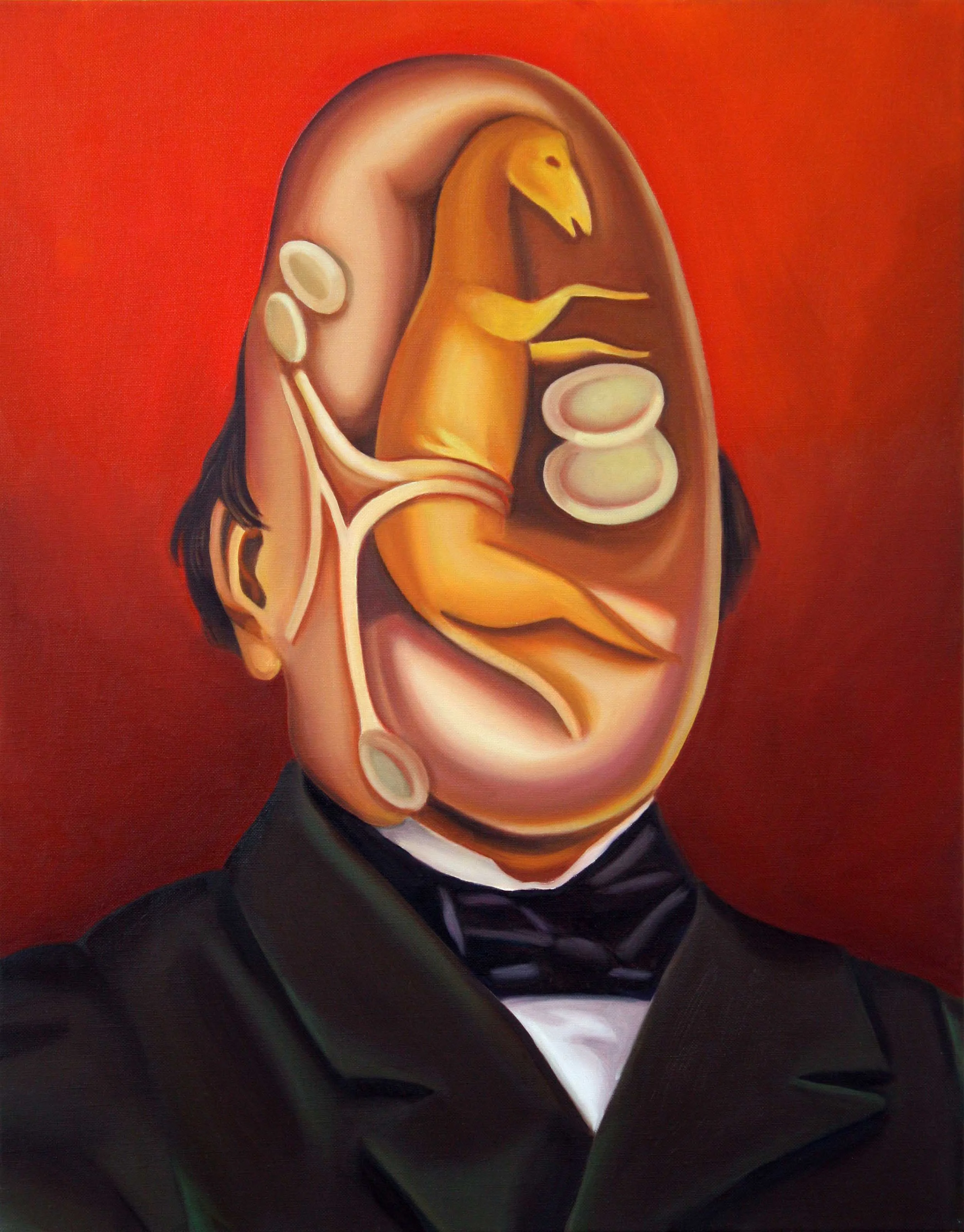 Horse Foetus Man , 2014. Oil on canvas, 70 x 55 cm.