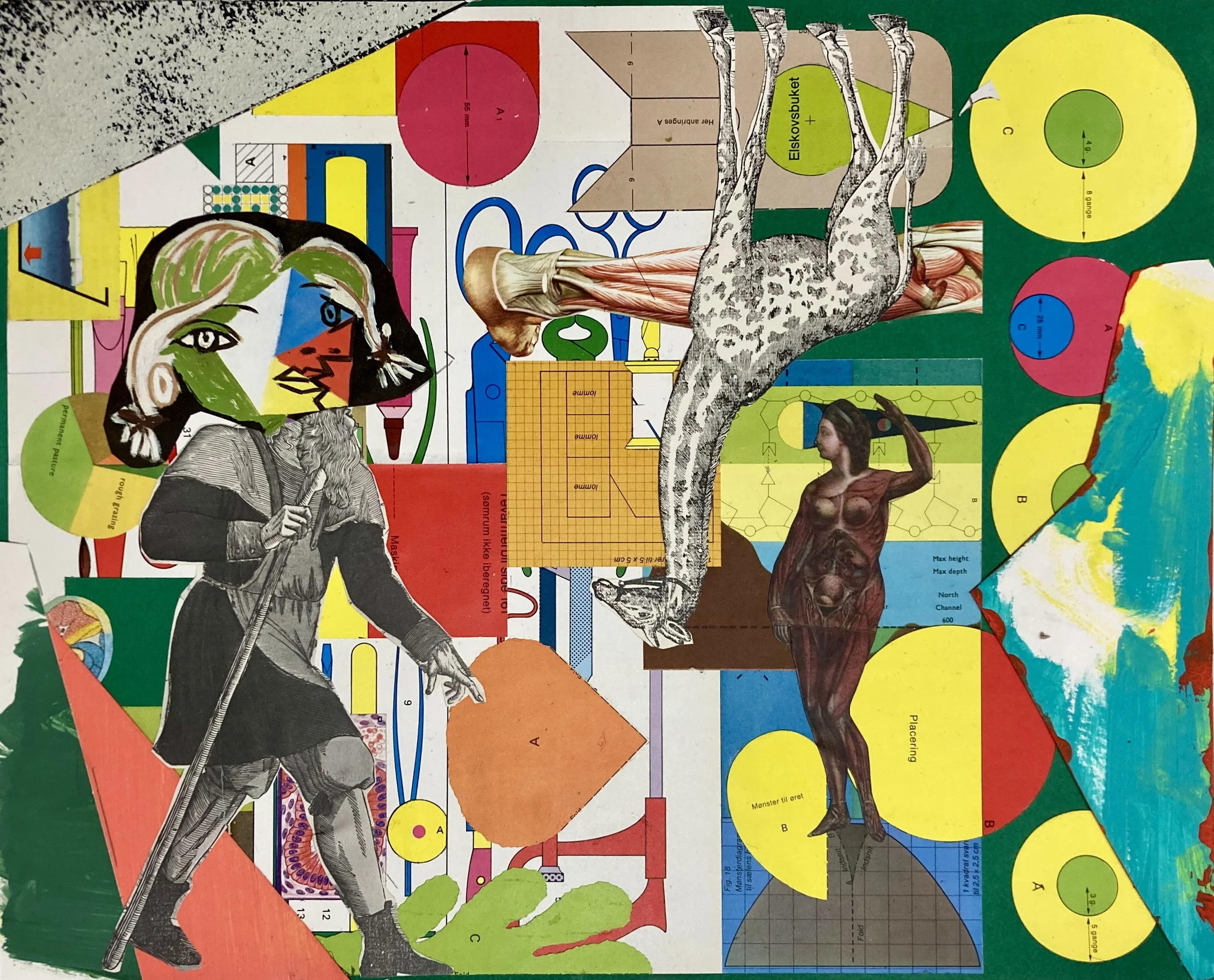   A Spring Walk in Autumn , 2025. Collage, 38 × 47 cm. 