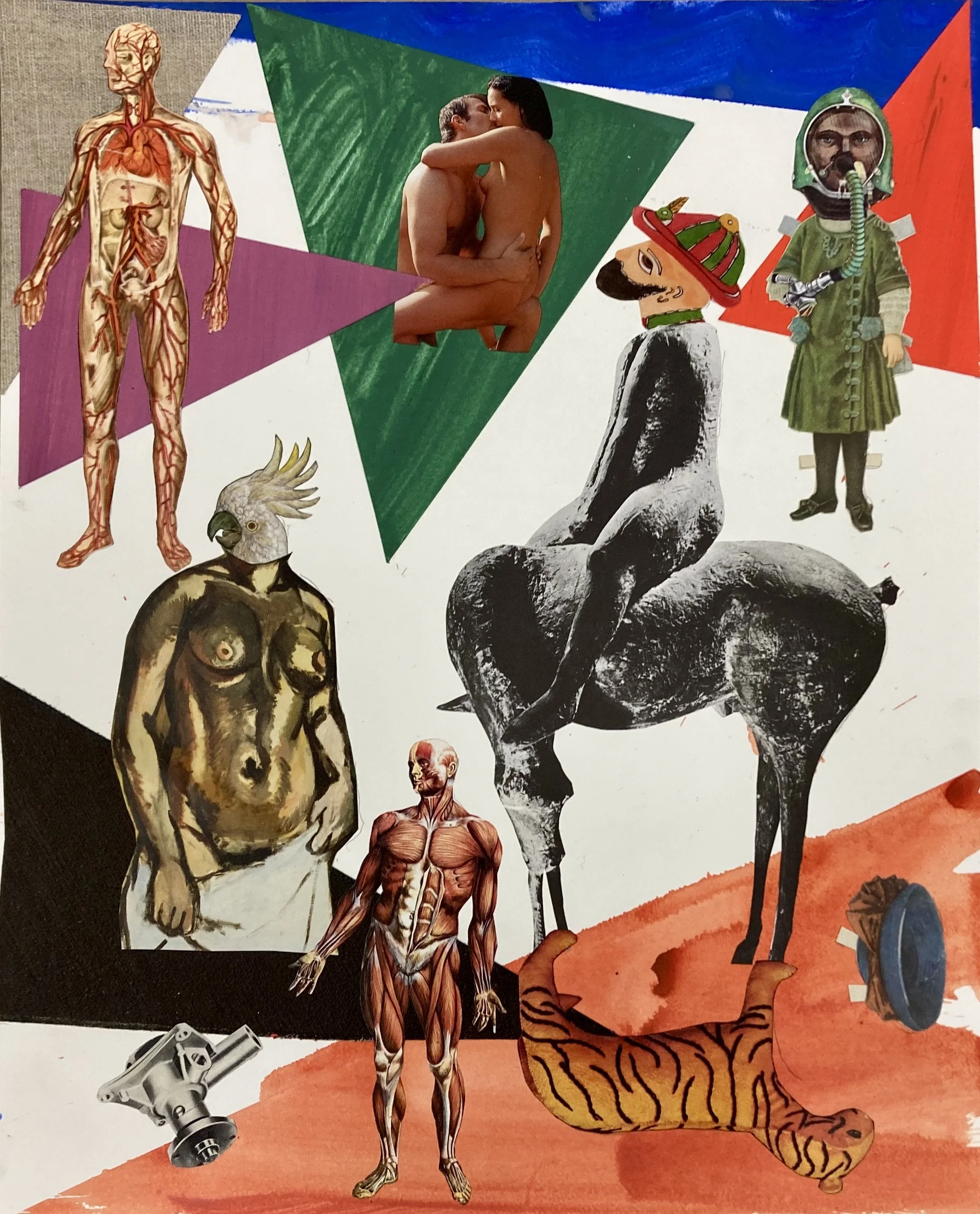   Predators of Jealousy , 2026. Collage, 43 × 35 cm. 