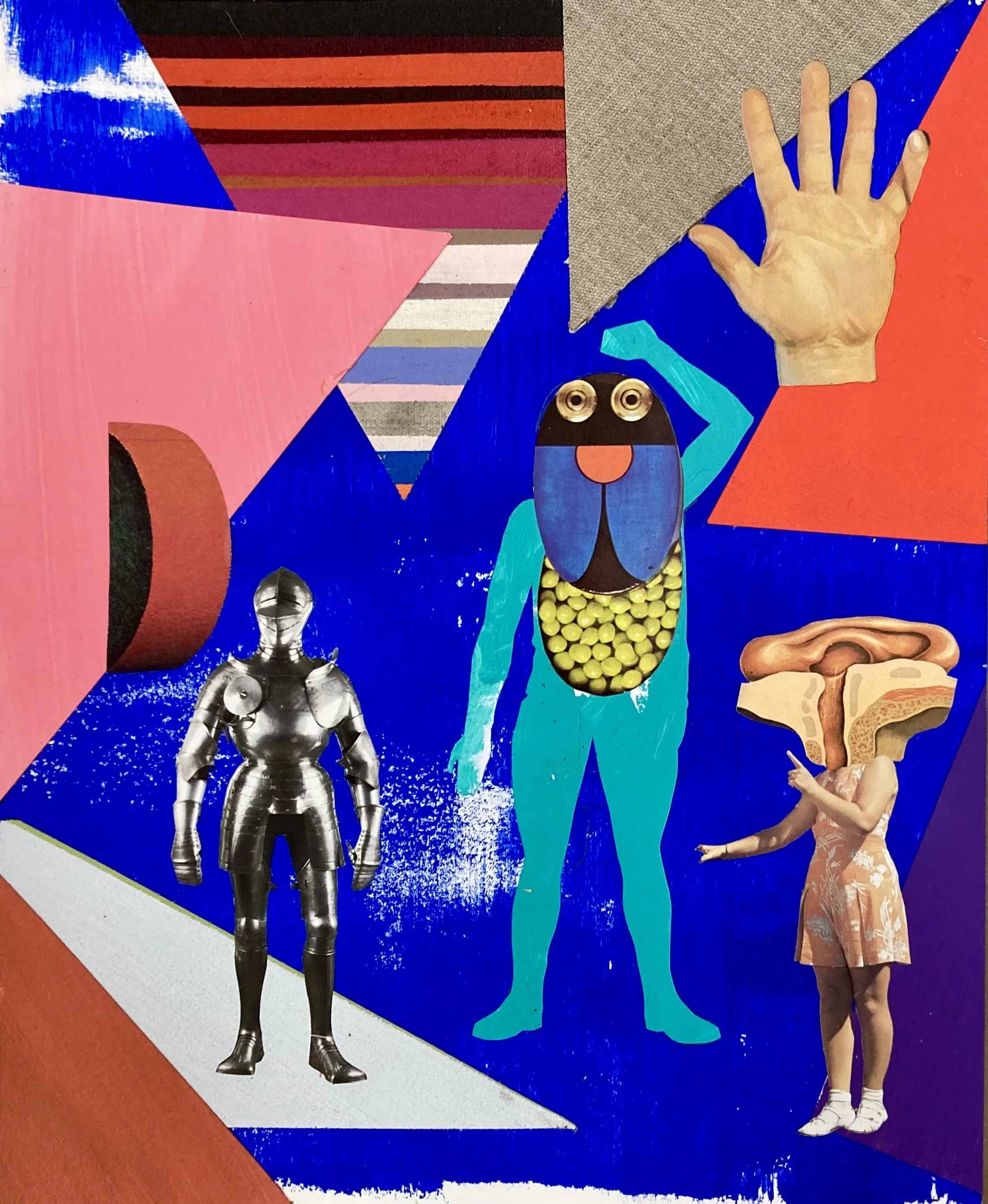   The Blue Sea Bishop , 2026. Collage, 47 × 38 cm. 