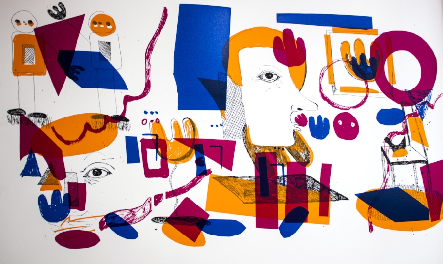 (Read a Book).. Maybe 2. Screen print etching on paper, 100cm x 50cm, 2017