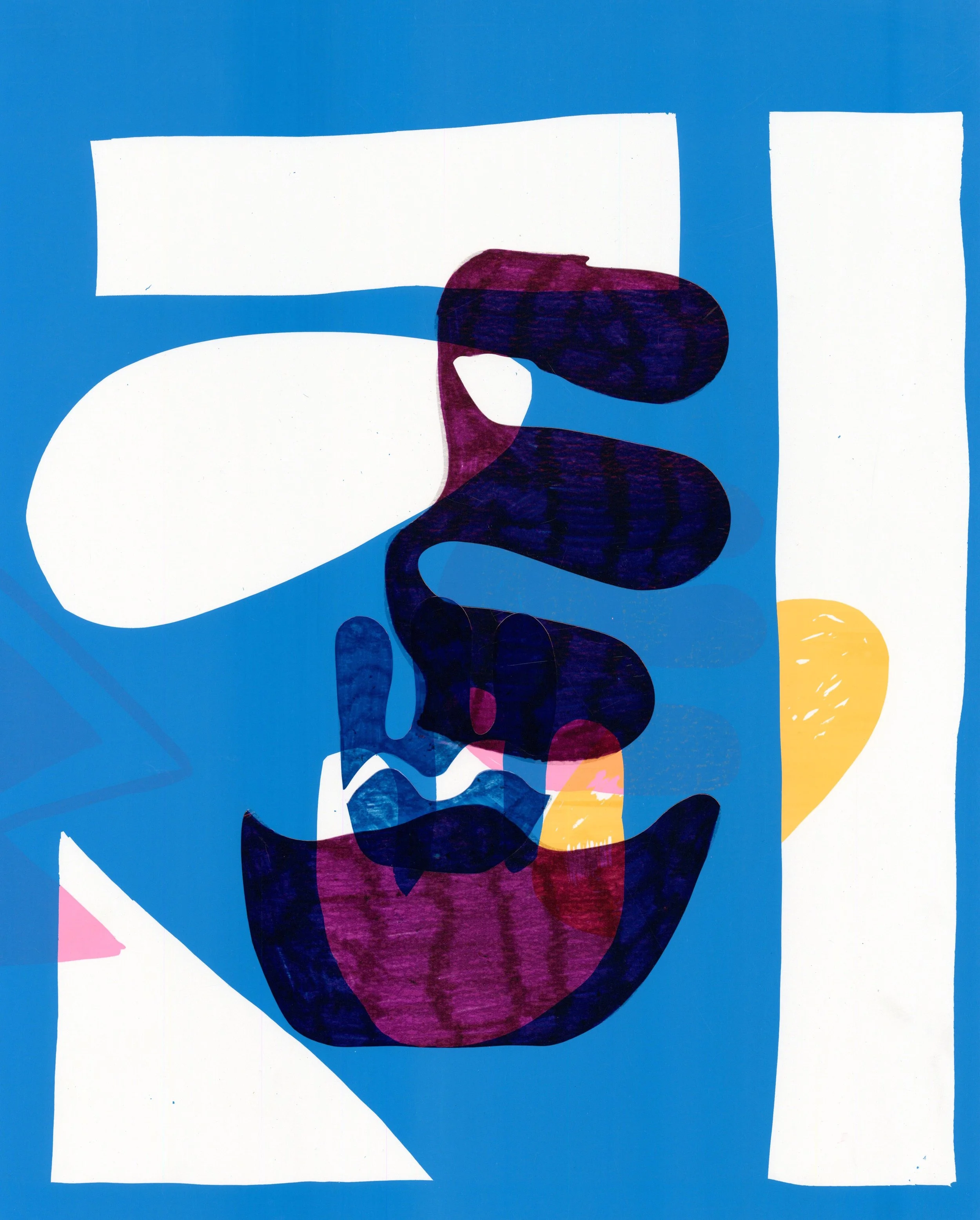 (Go To Bed) Soft 2 , Screen print and Vinyl on paper, 46x56cm, 2018, one off.