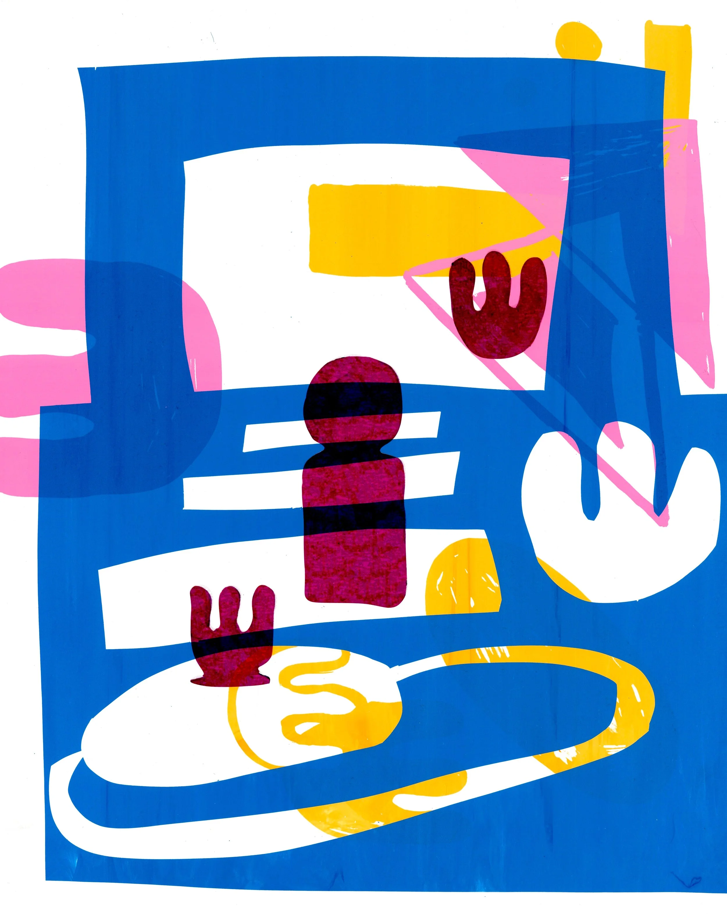 (Go To Bed) Soft 4, Screen print and Vinyl on paper, 46x56cm, 2018, one off. This artwork is available through: Rose Carmen LDN.