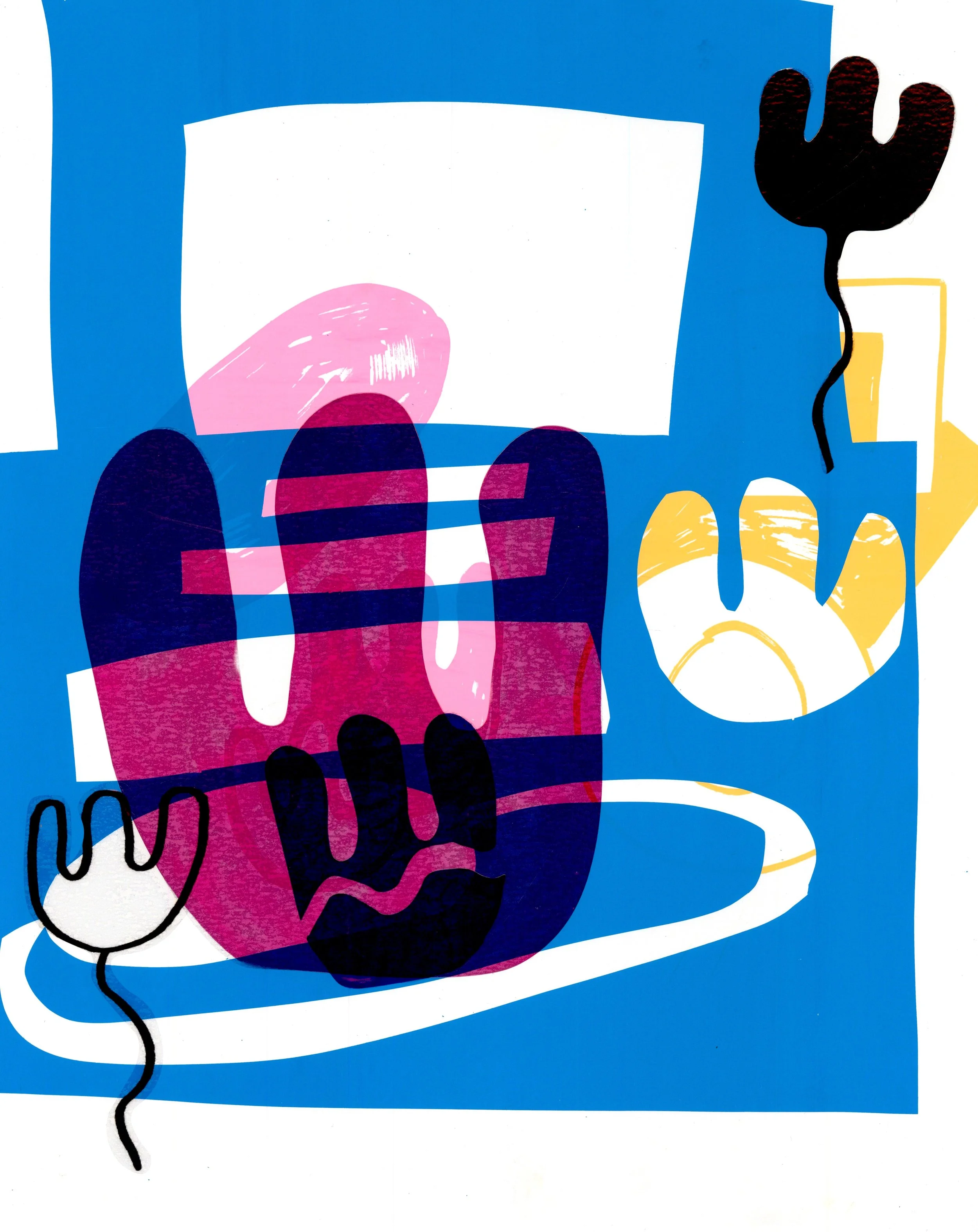 (Go To Bed) Soft 3, Screen print and Vinyl on paper, 46x56cm, 2018, one off.