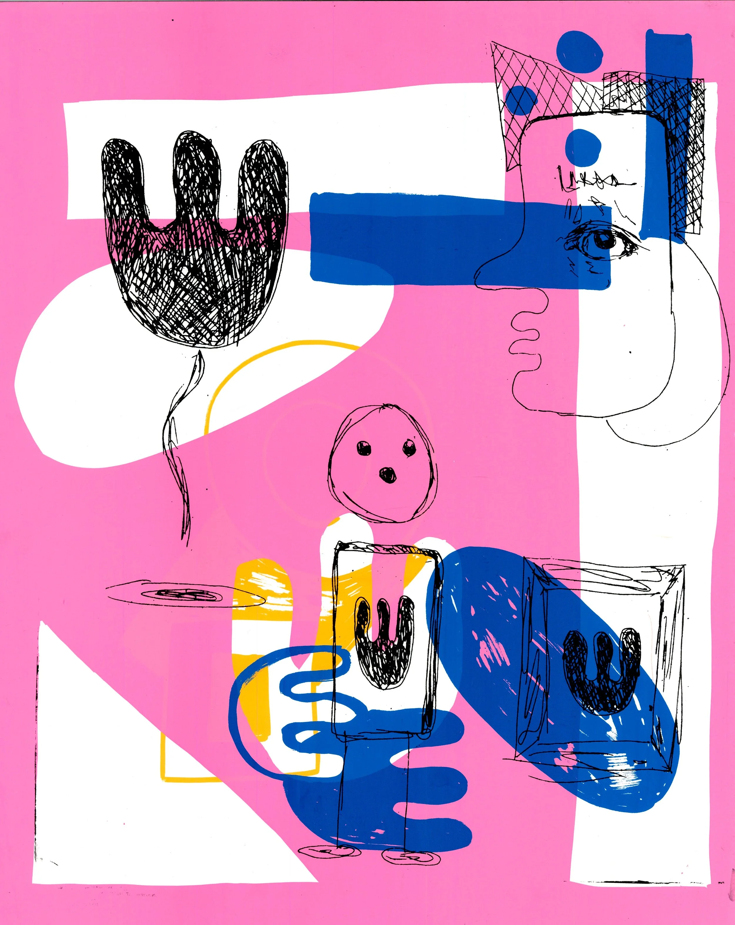 (Go To Bed) 3, Screen print and Vinyl on paper, 46x56cm, 2018, one off. This artwork is available through: Artate.