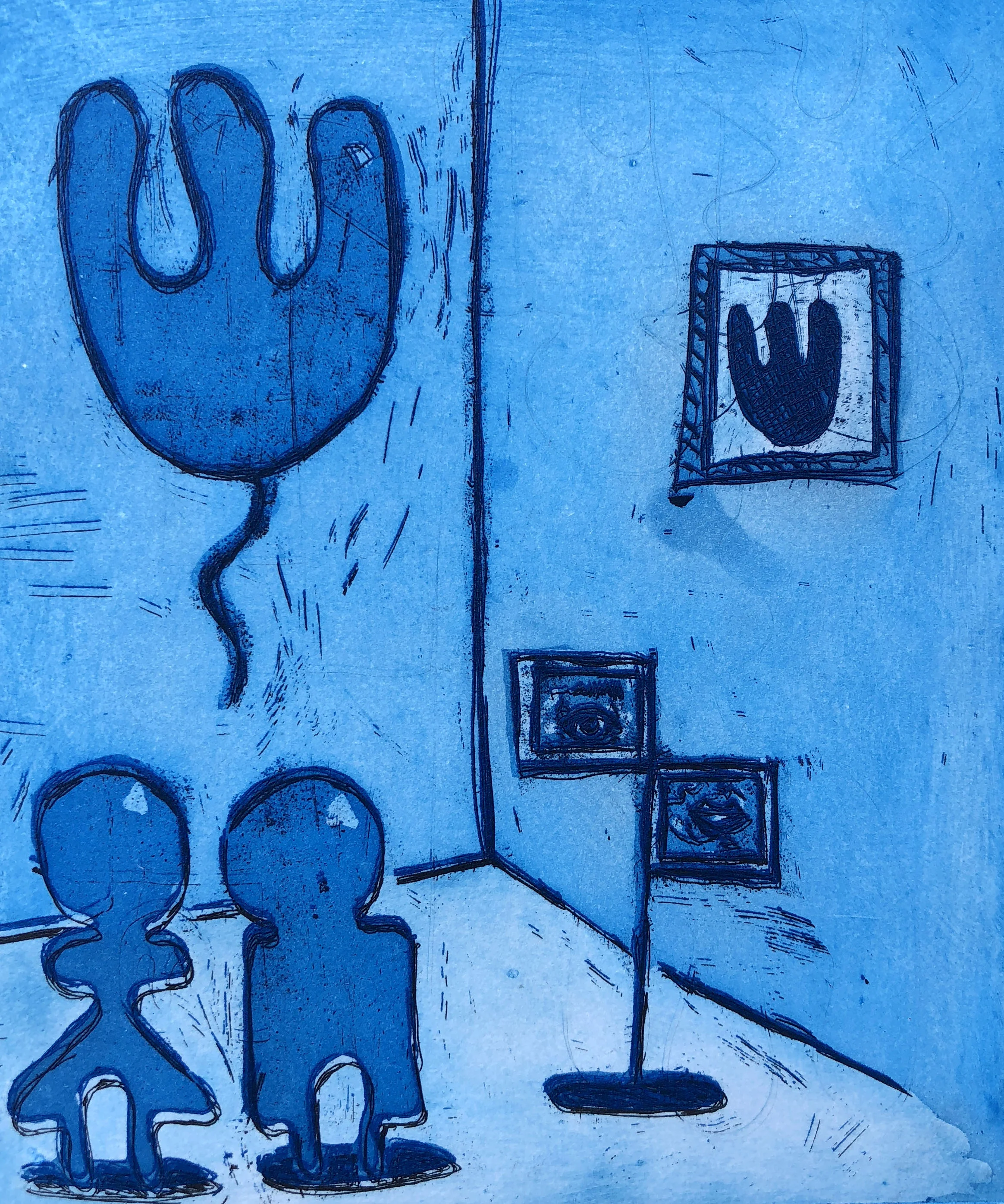 BL….Rumors , Etching on Somerset, 15x15cm, 2018.