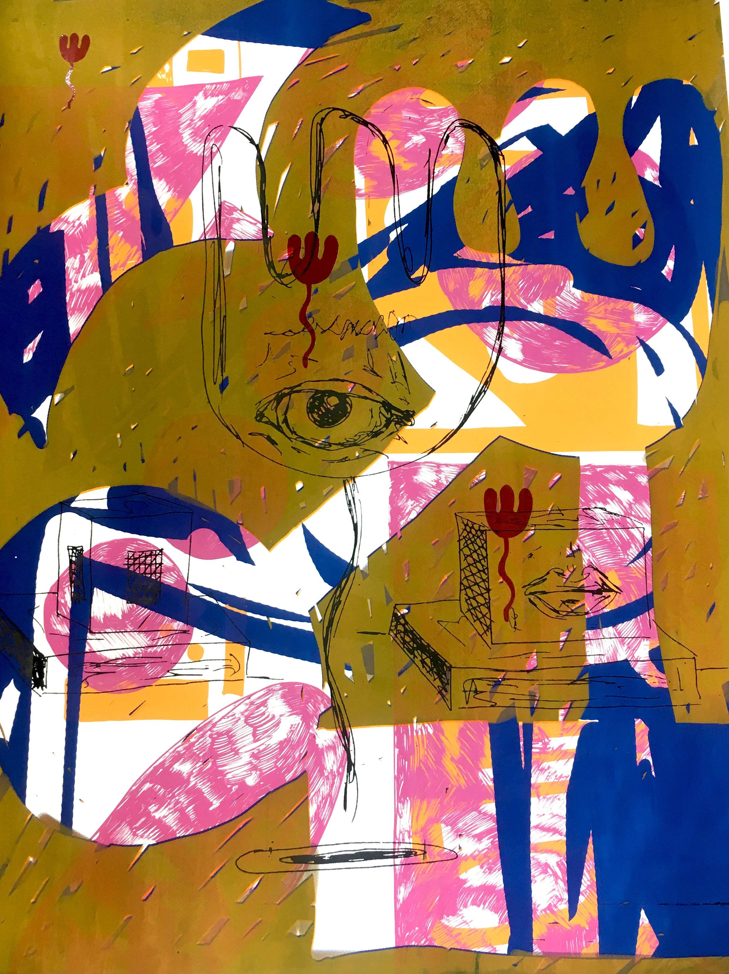 SWALK6, screenprint and vinyl on paper, 100x130cm, 2018.