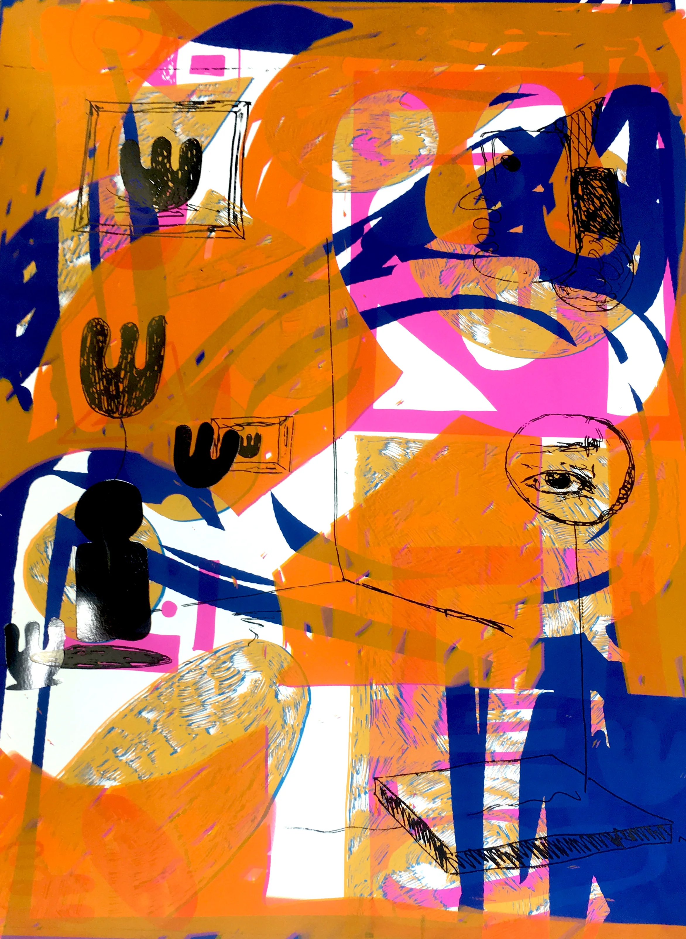 SWALK1, screenprint and vinyl on paper, 100x130cm, 2018.