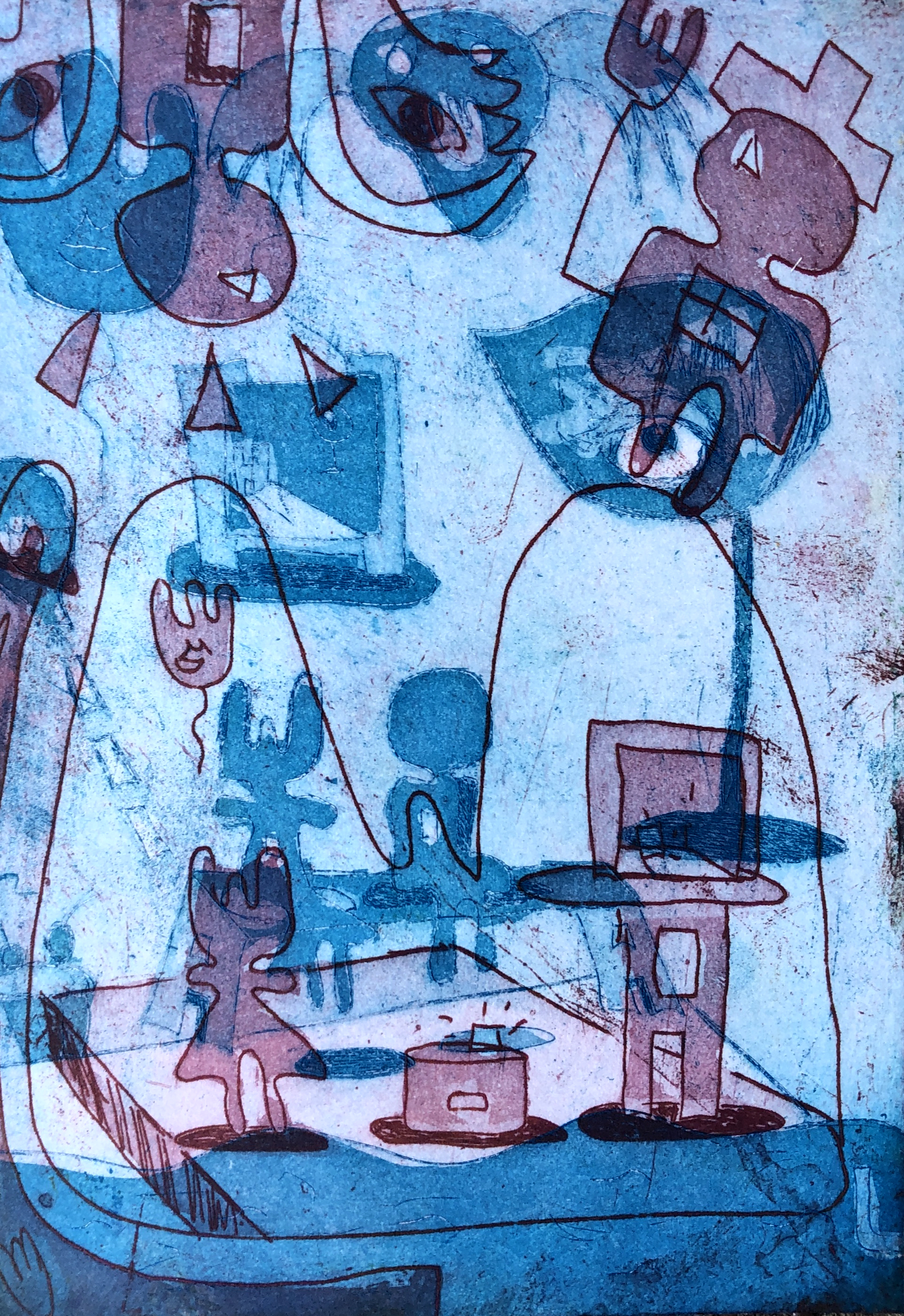 Risk It Biscuit1/2 , Etching on Somerset paper, 10x15cm, 2019.