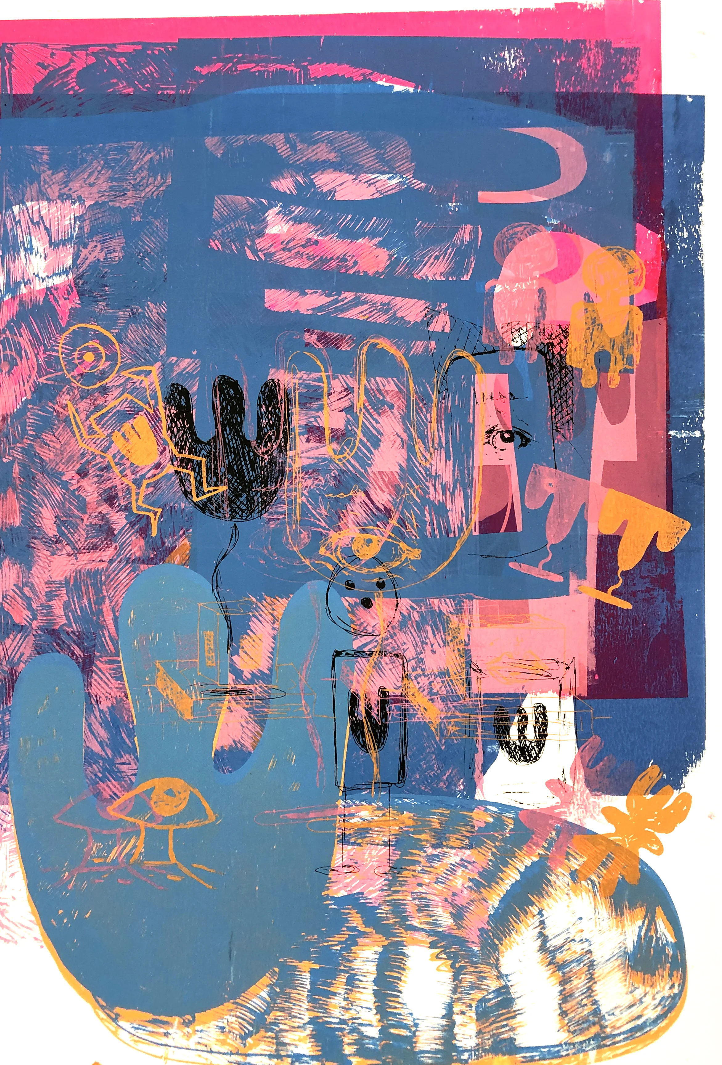 Party Ringss CU , Screenprint on paper, 50x60cm, 2019.
