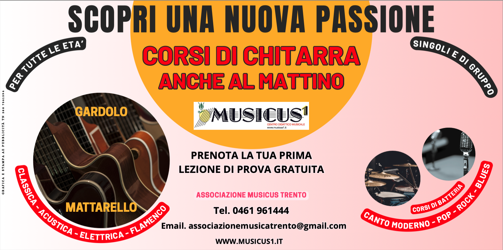Corsi di chitarra anche al mattino a Trento