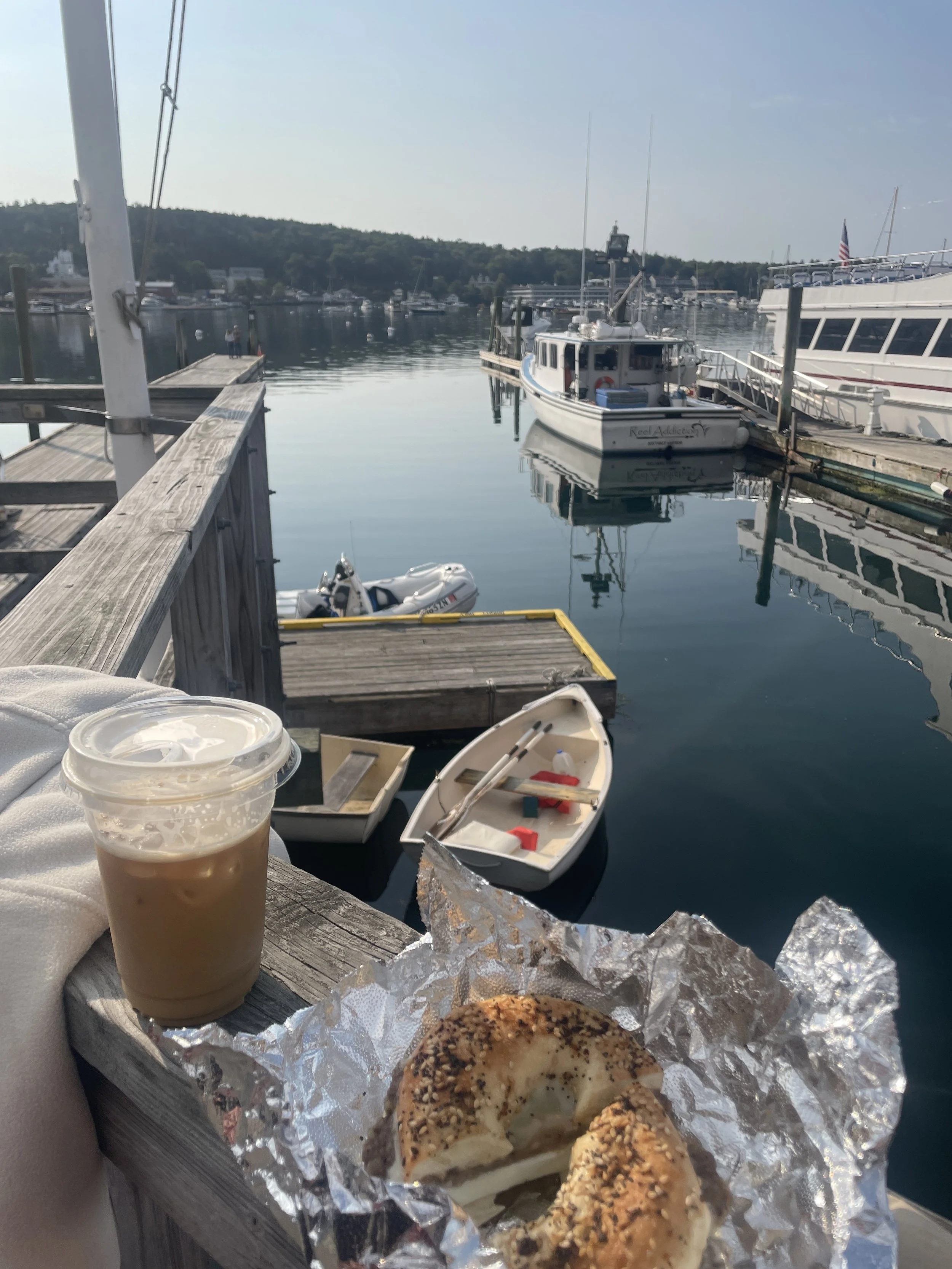 Slow Morning Breakfast from Red Cup at Pier in Boothbay Harbor Maine.jpg