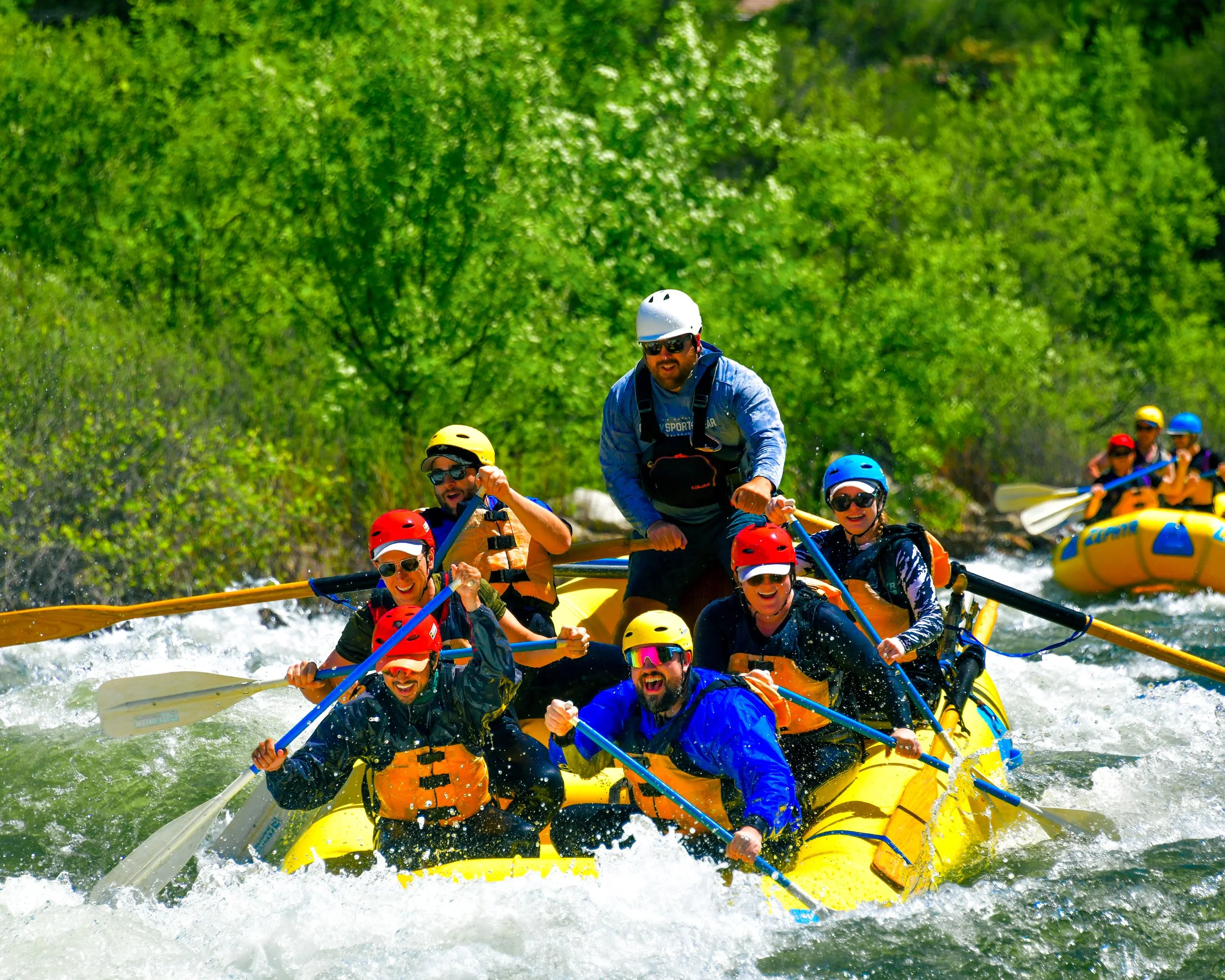 renee michaela and her brother doing white water rapids on a family trip in yosemite national park