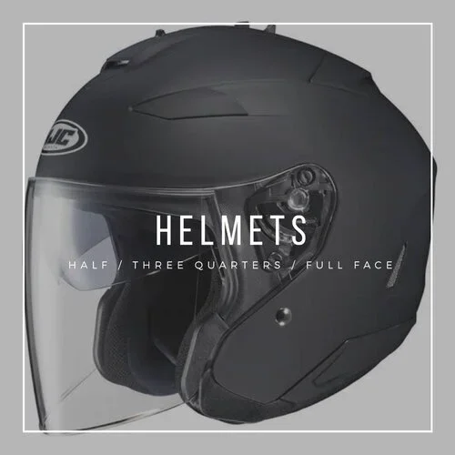 Black motorcycle helmet, side view