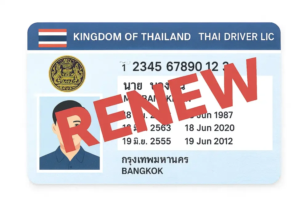 Sample of Thai Driver's License with RED Renew