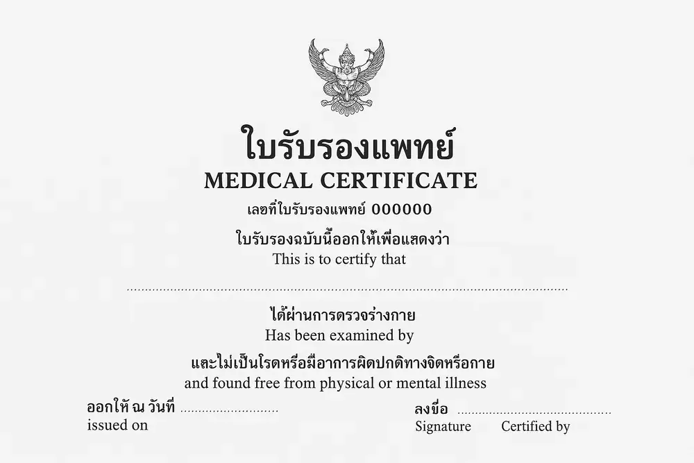 Sample Thai Medical Certificate