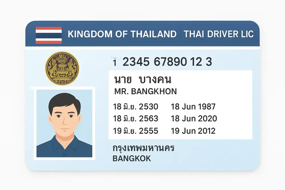 Sample of Thai Drivers License