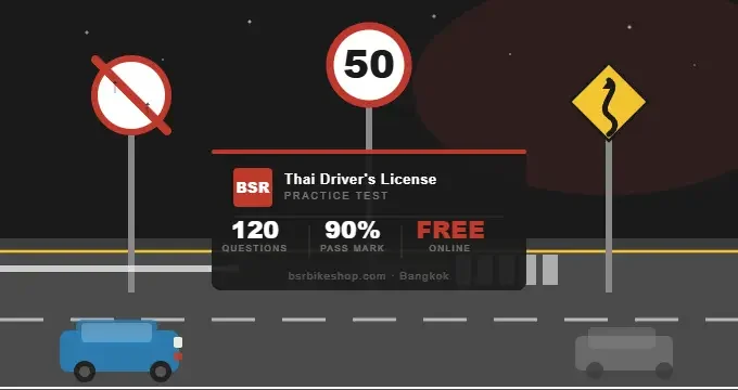 An image of cars, road, and street signs, representing the DLT Theory Test questions