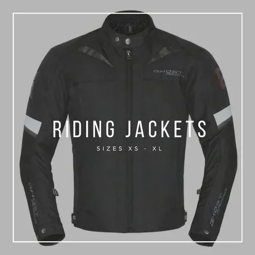 black motorcycle riding jacket, front view