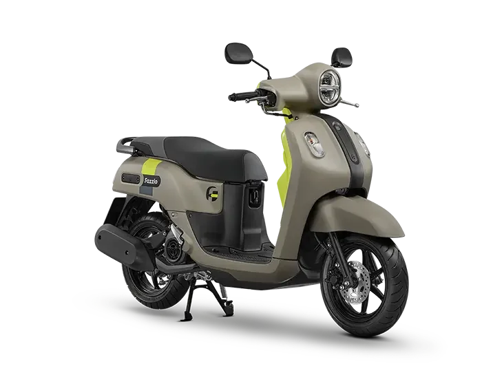 Sand colored Yamaha Fazzio for rent in Bangkok, side View