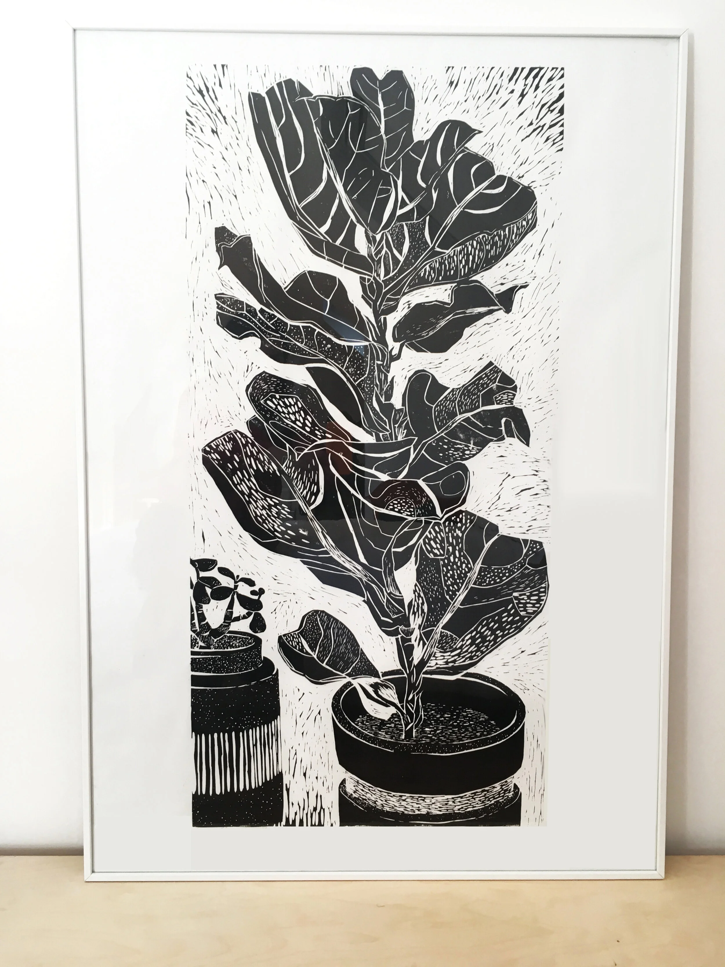  Fiddle Fig Large scale original limited edition Lino Print.  