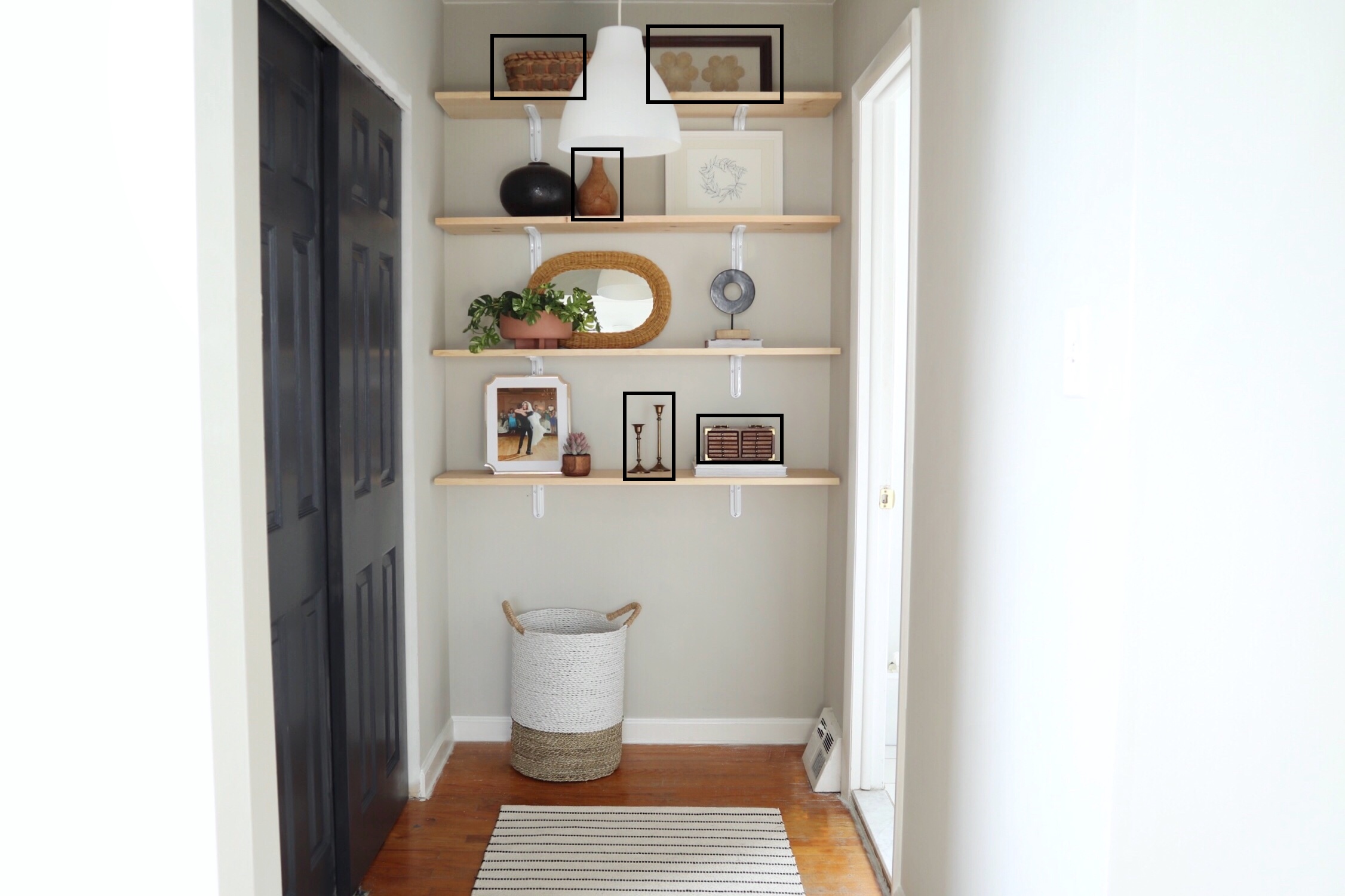 Mixing in Goodwill finds with newer items is so fun, and gives your space a collected look!