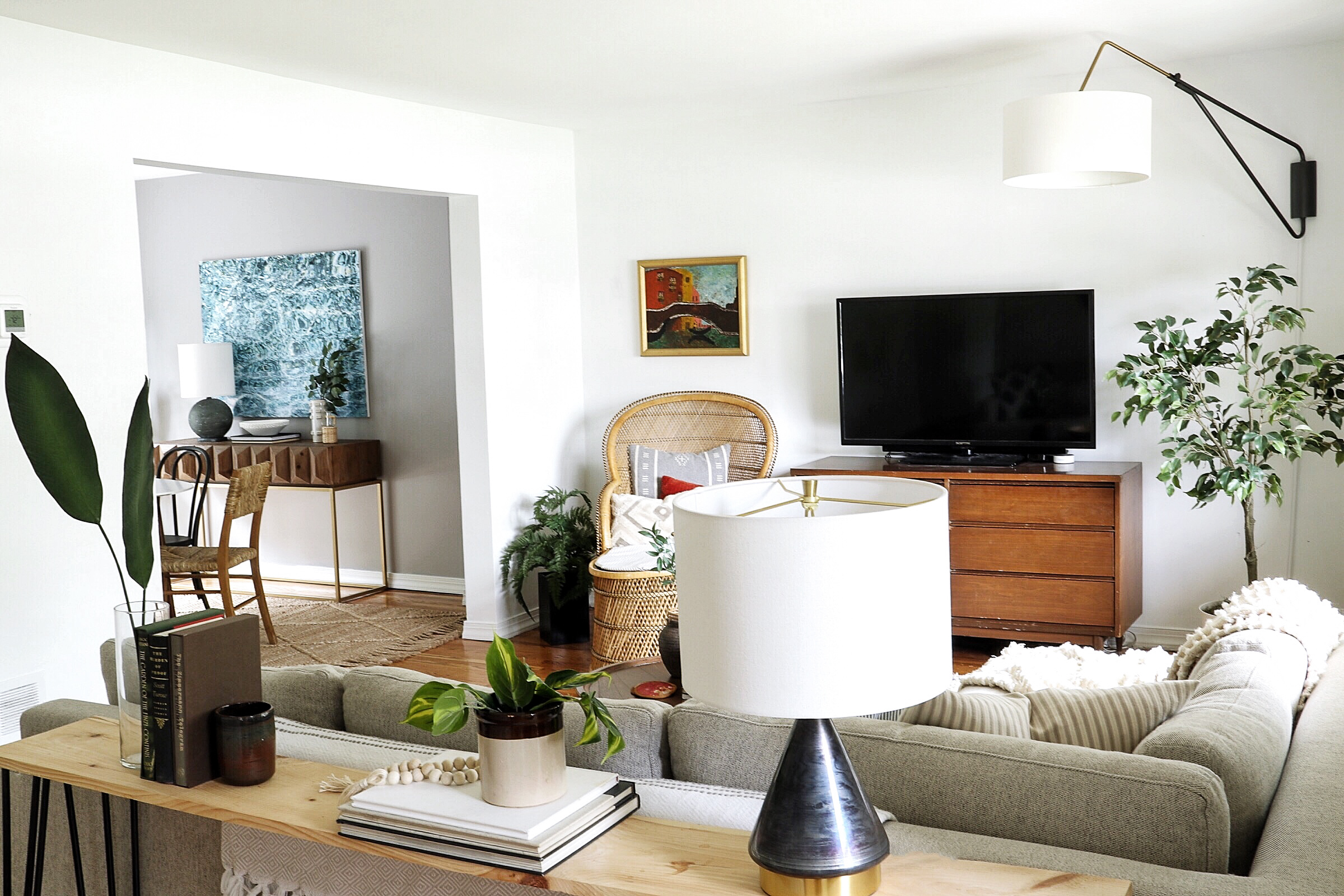 Narrow Living Room With Fireplace And Tv