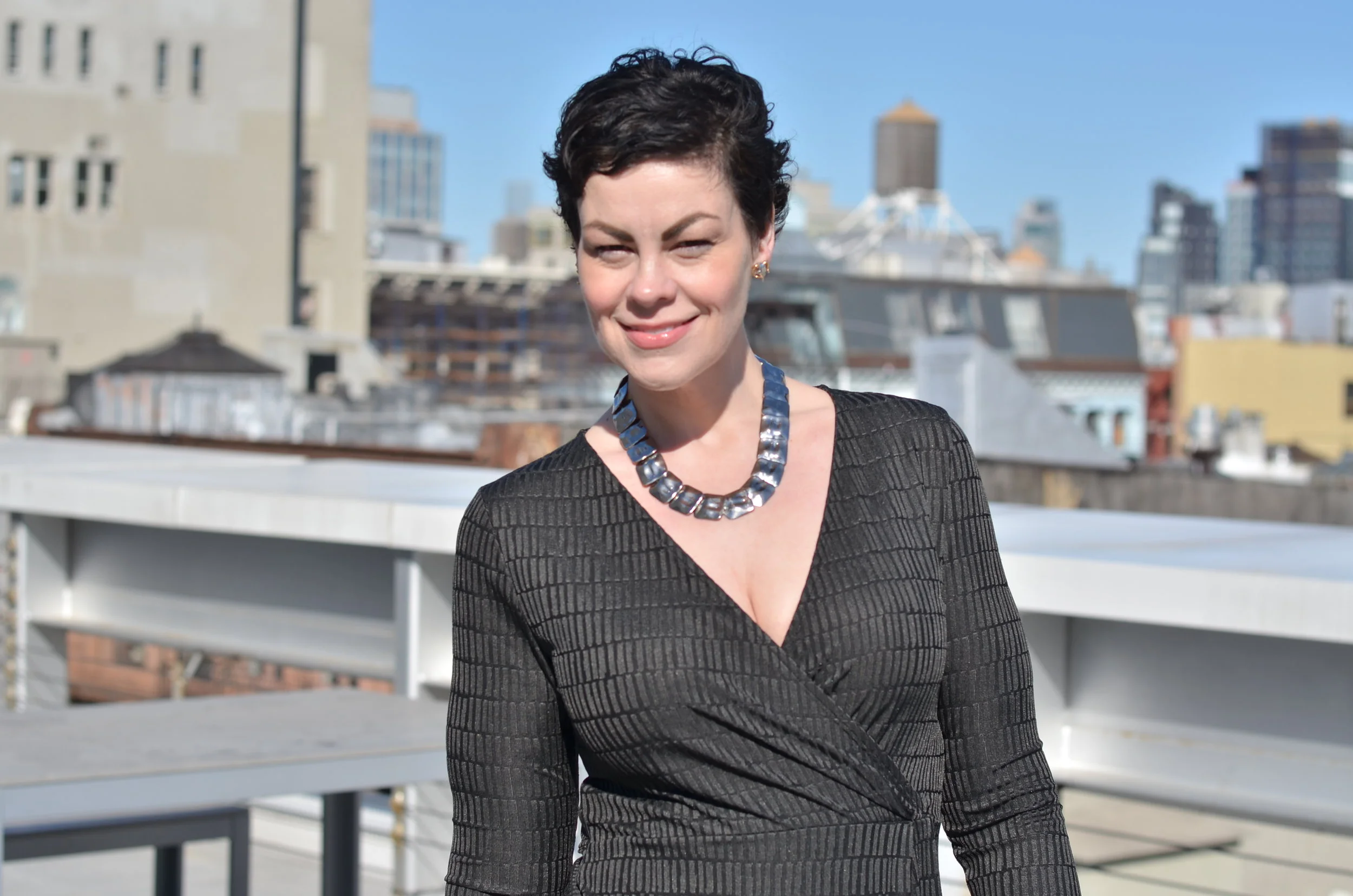 Black Wrap Dress on Rooftop.JPG
