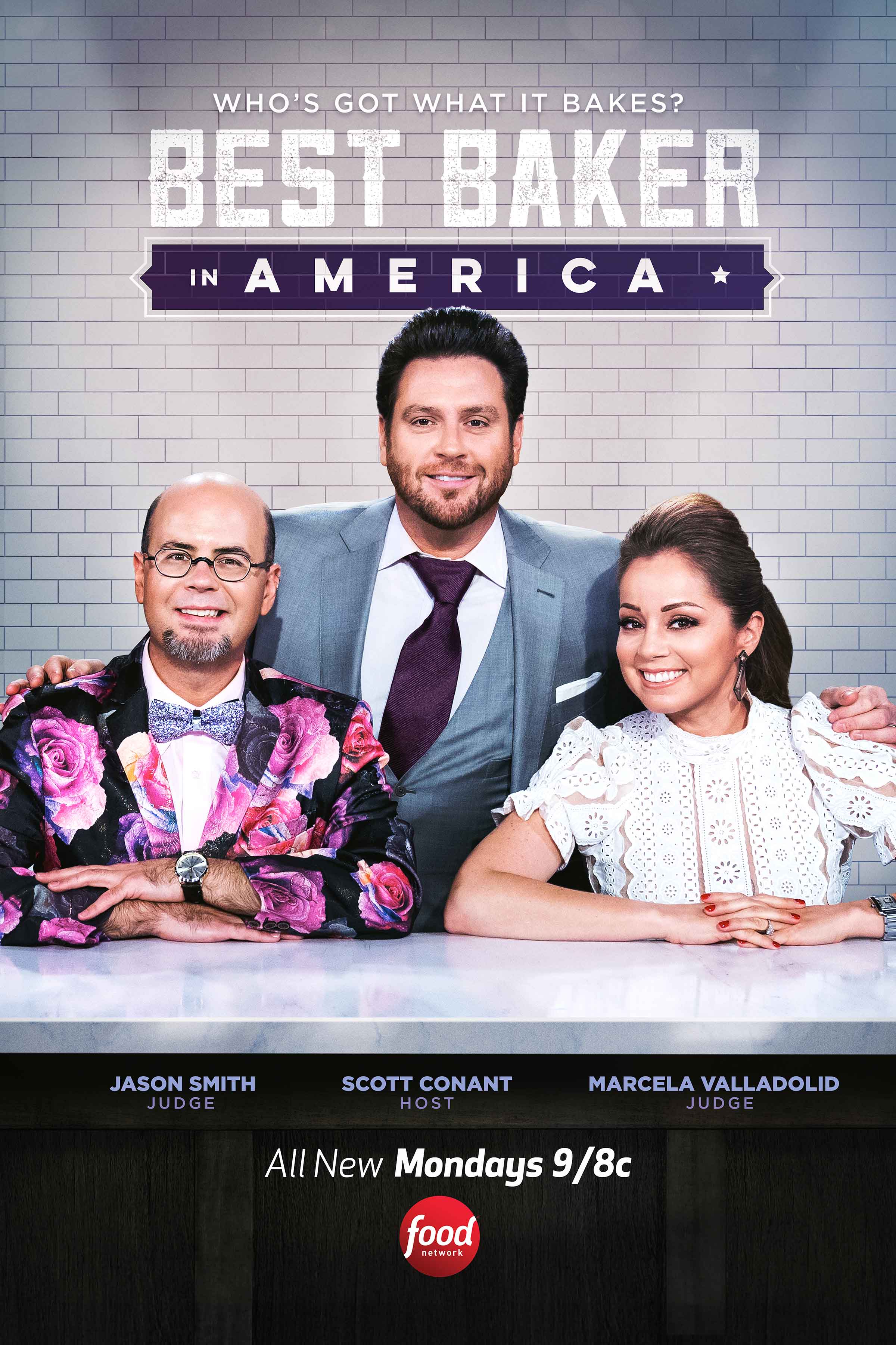Best Baker In America - Key Art with host Scott Conant and judges Marcela Valladolid & Jason Smith
