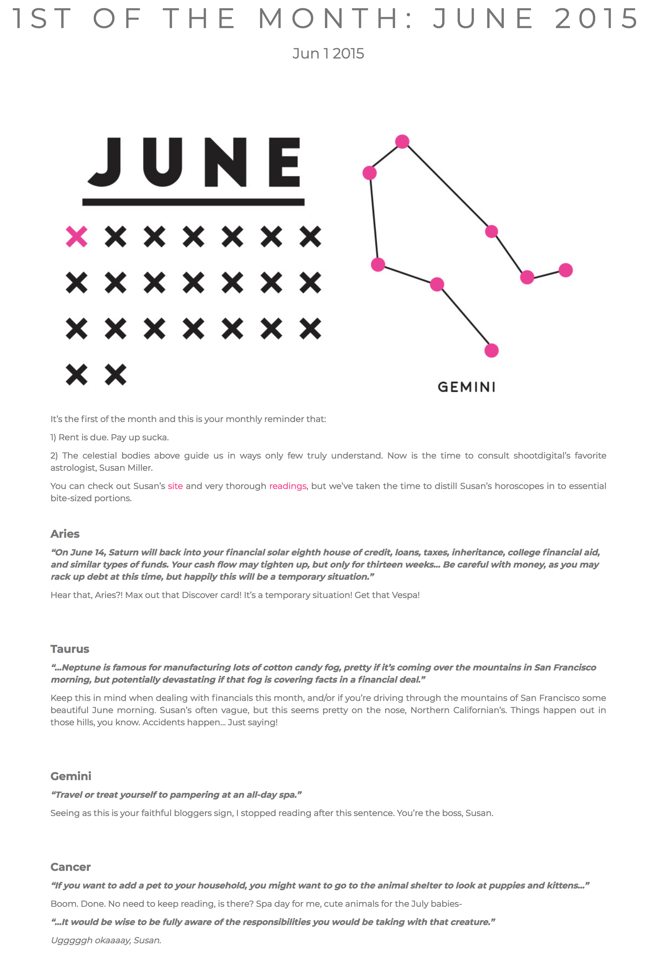 1st Of The Month: June