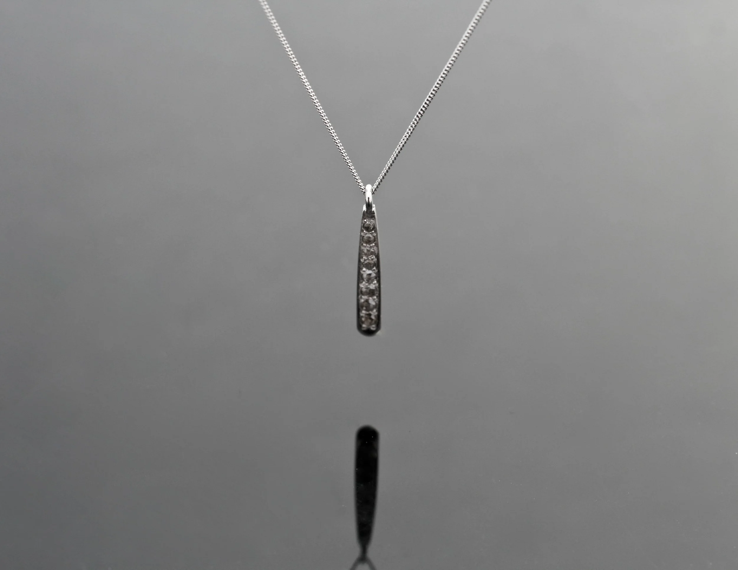 necklace with tapered drop and rose-cut diamonds