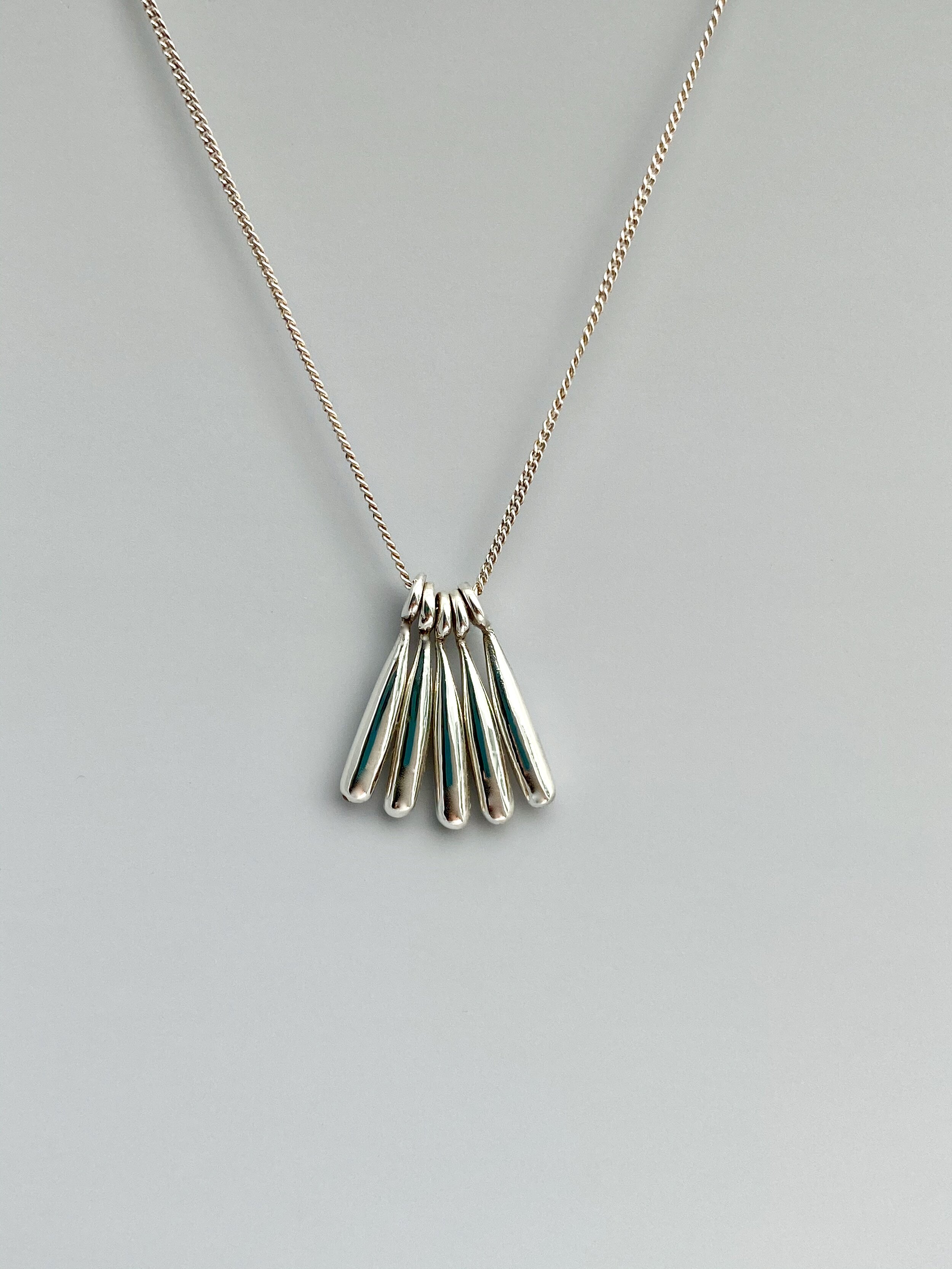 Long Curb 5 Ten-Pin Drop Necklace