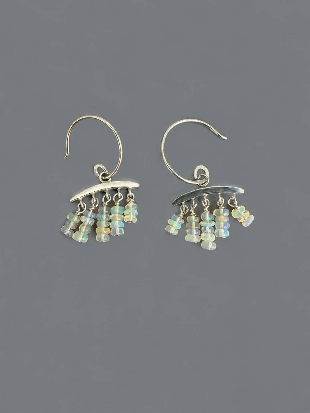 silver and fire opal beaded earrings