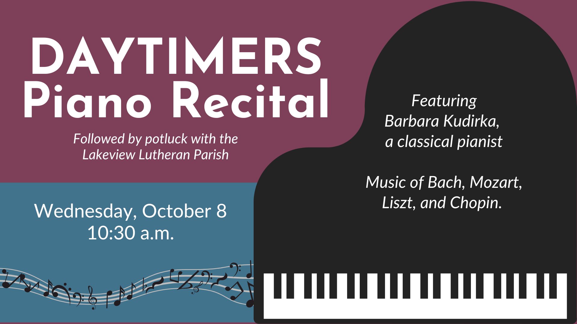 Daytimers Piano Recital & Potluck