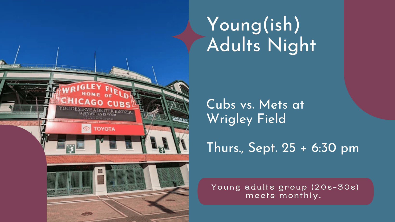 Young(ish) Adults & Campus Ministry at Cubs vs. Mets Game