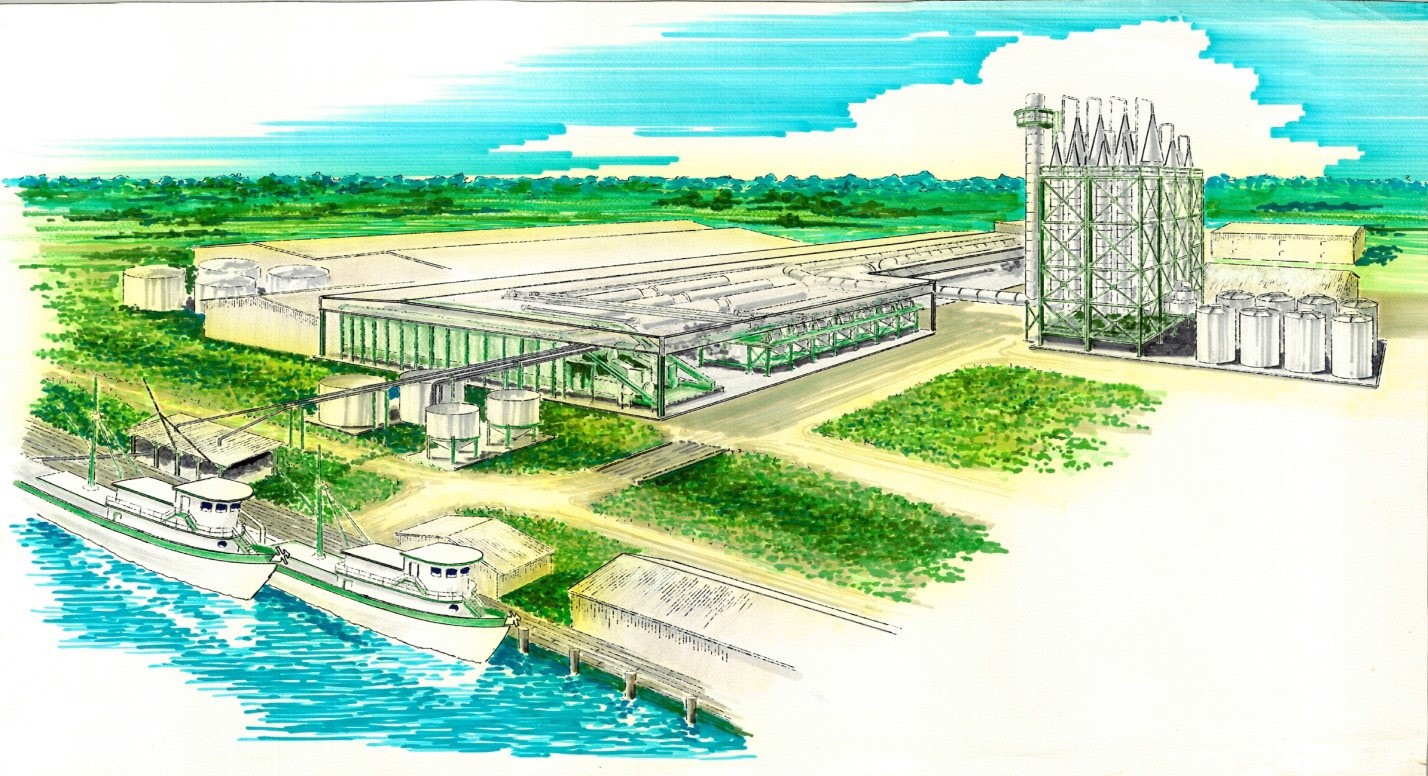 Artistic rendering of the Advanced Fish Meal Plant