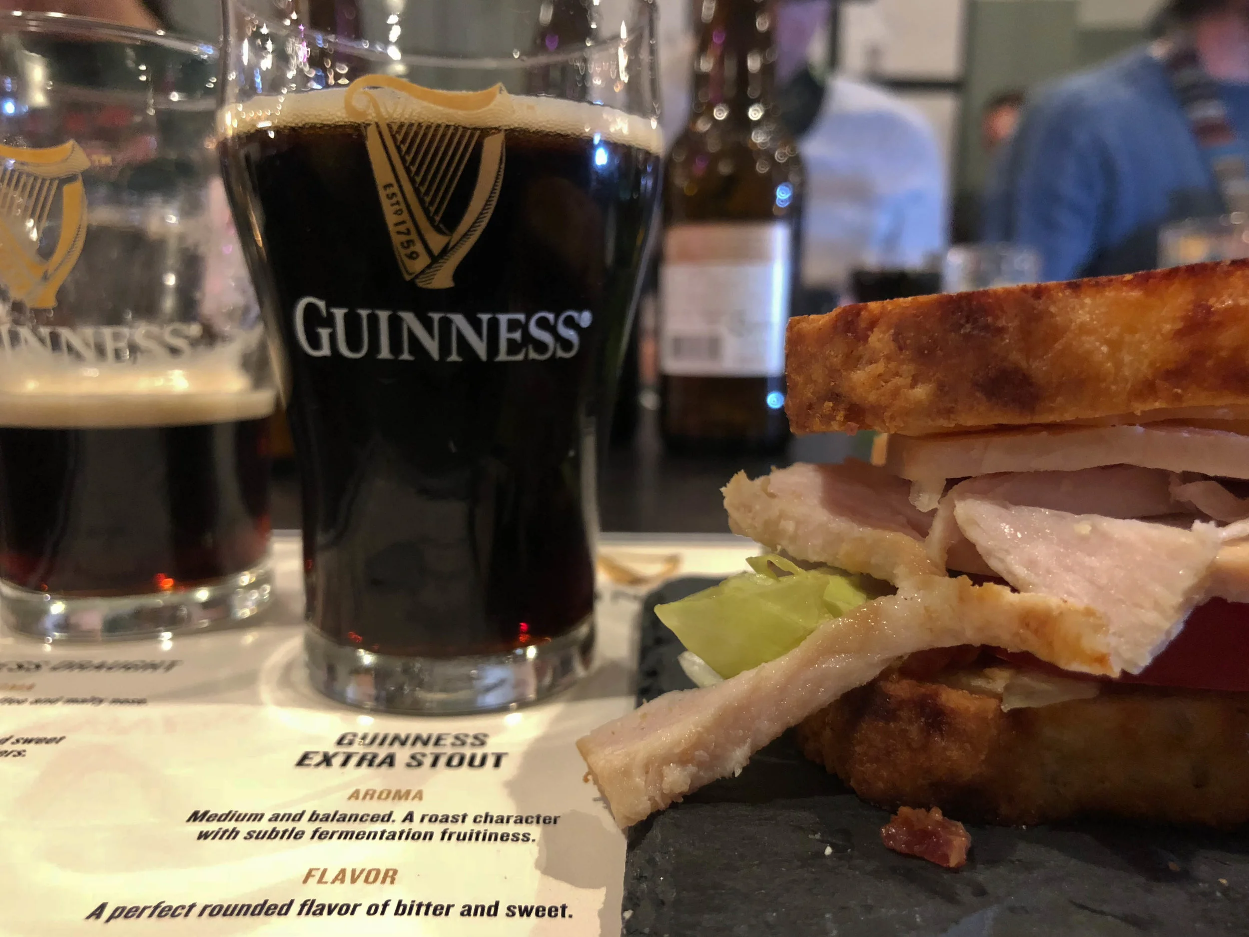 Guinness Extra Stout paired with Irish Soda Bread Club Sandwhich
