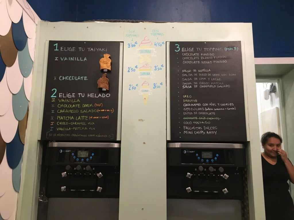 The menu, the ice cream machine, and the sometimes present staff