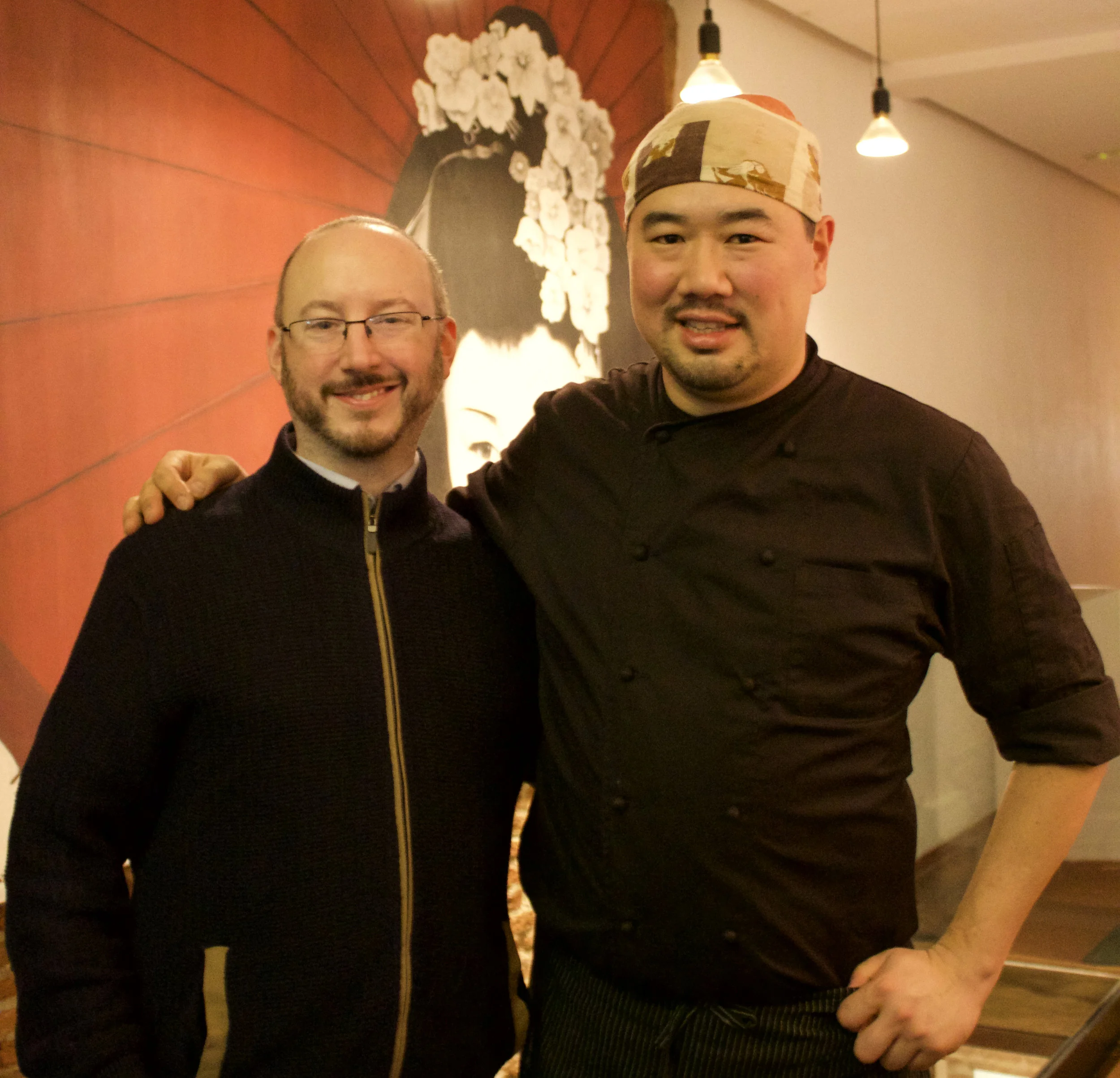 Myself and Gohei Kishi, our chef and entertainer for the evening