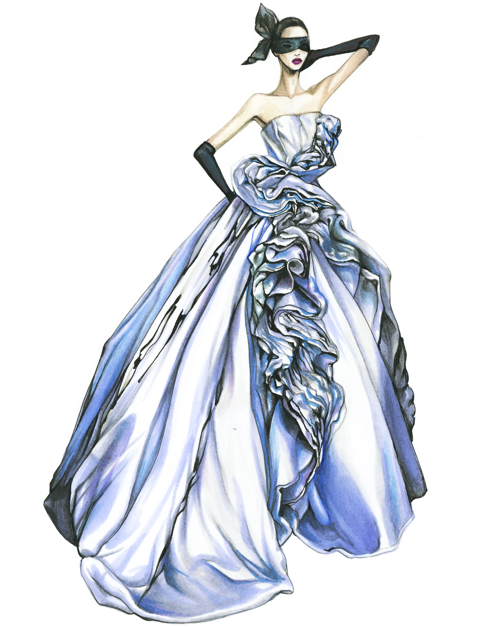  FASHION ILLUSTRATION GOWNS NANCY RIEGELMAN 