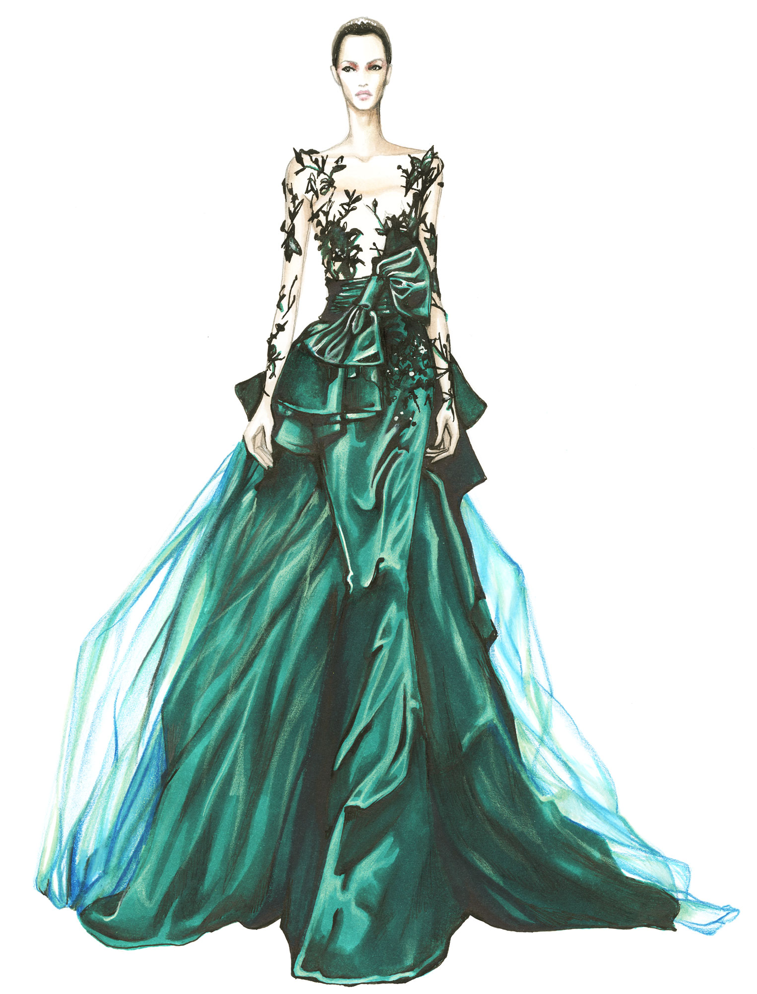  FASHION ILLUSTRATION GOWNS NANCY RIEGELMAN 