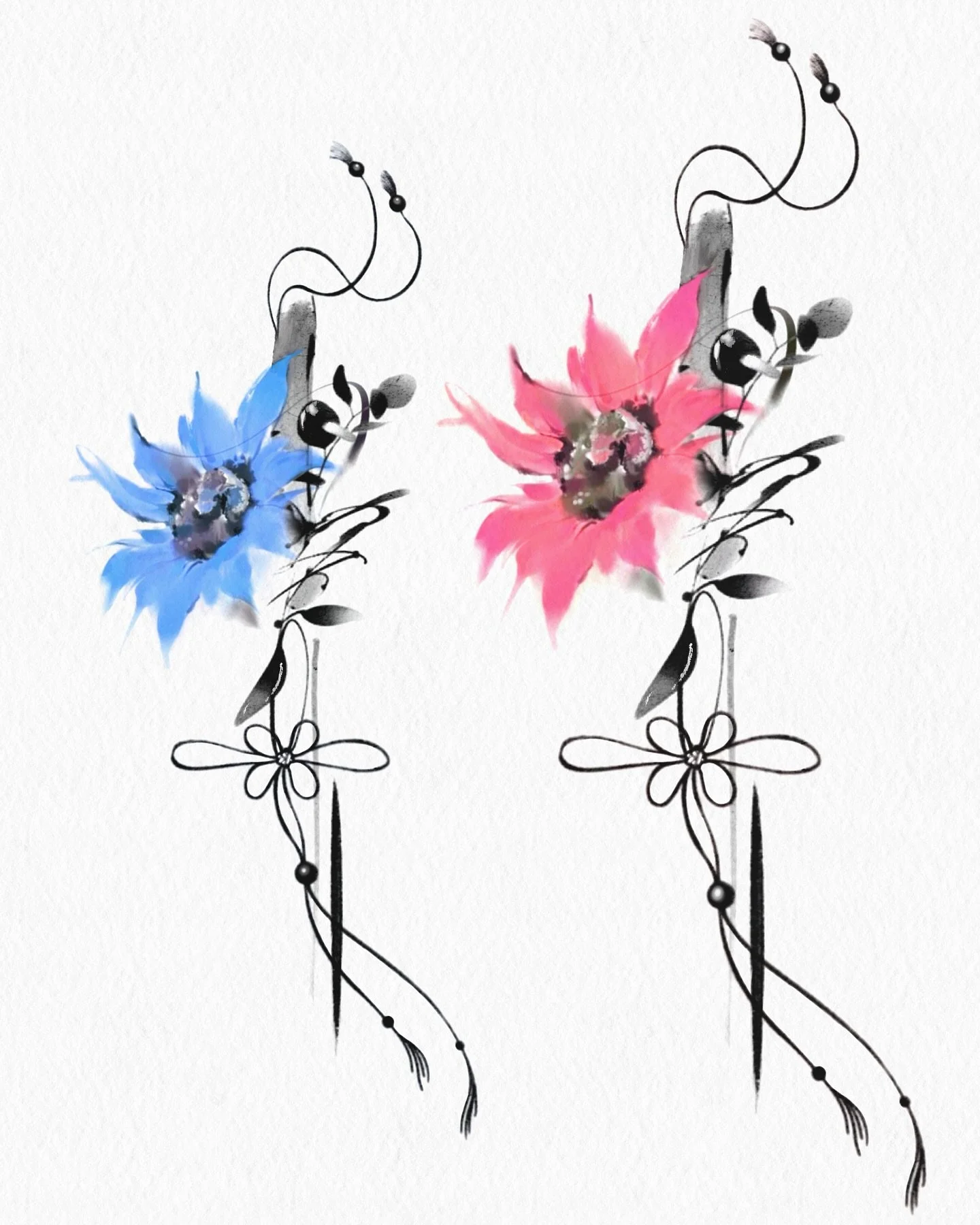 Available✨

Brushstroke-painted blue, pink flowers, and a norigae.

Available from 5 inches.
Contact DM or E-mail 💌

#flowertattoos #brushtattoo #norigaetattoo #knottattoo #blueflowers #pinkflower #waisttattoo #sidetattoo #ribtattoo #womantattoo #ch