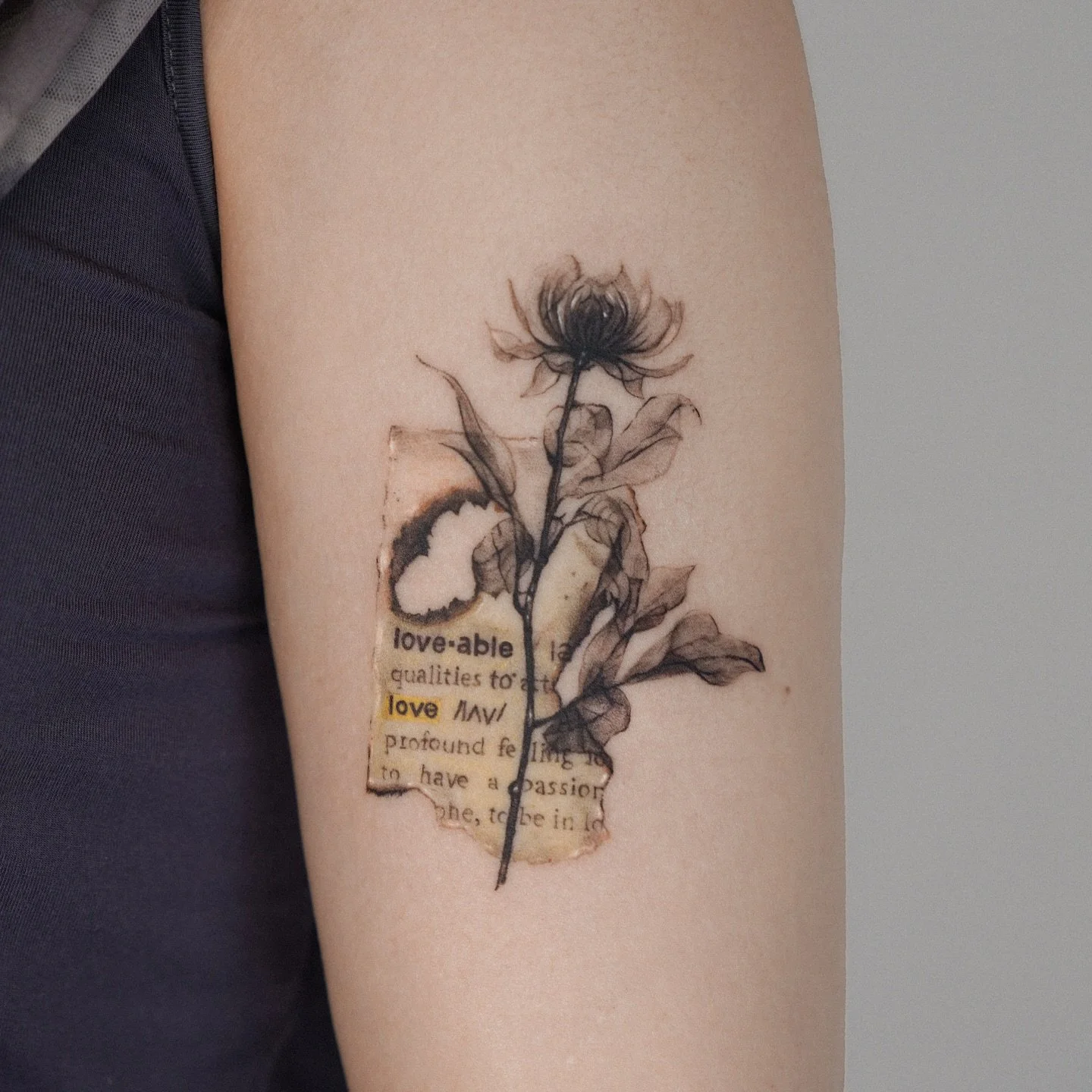 love-able 

Vintage textures paper,  transparent black flower🥀

@48tatt 
Done at @vismstudio 

#vintagetattoo #sleevetattoo #flowertattoo #floraltattoo #brooklyntattoo #nyctattoo