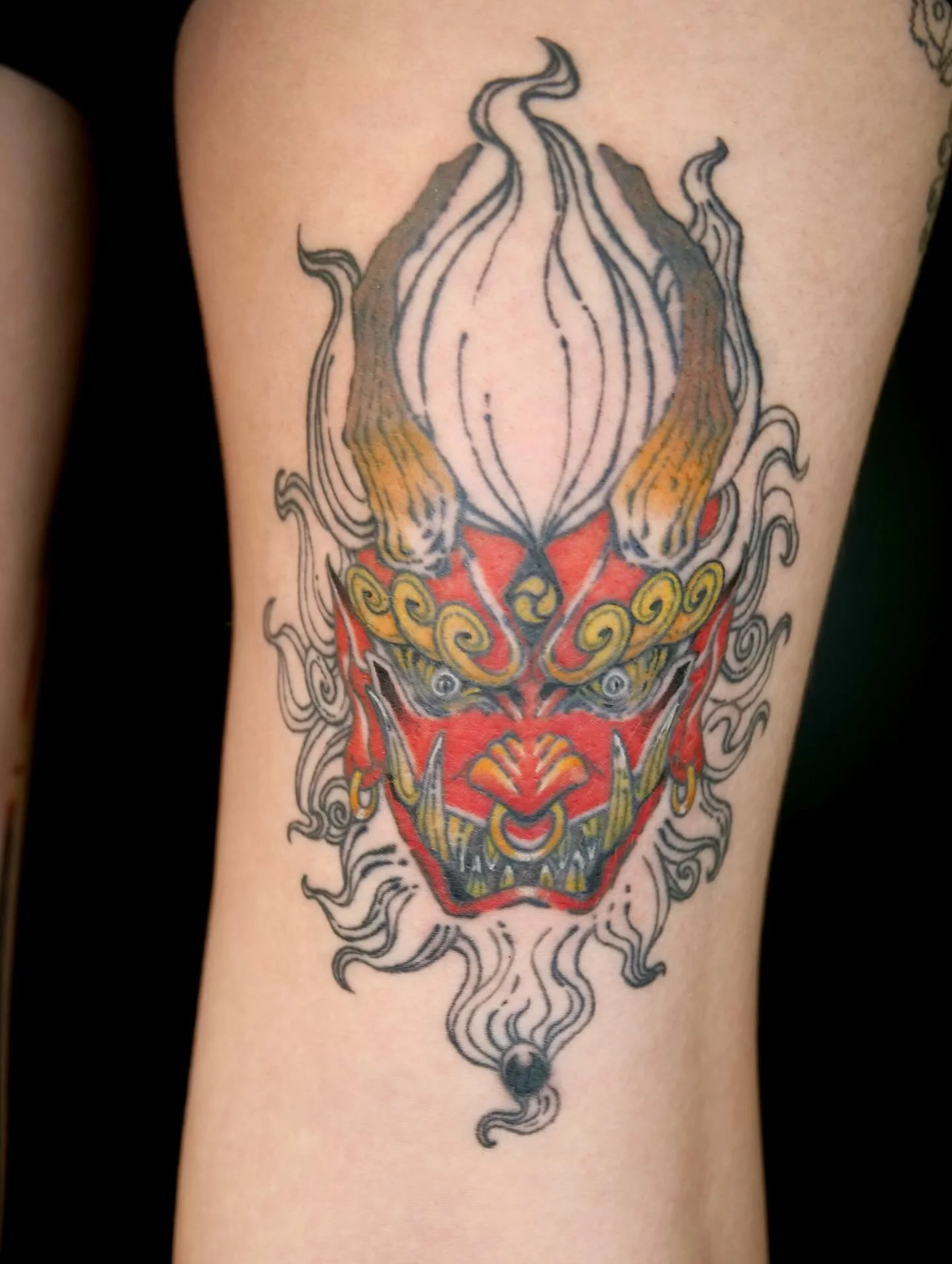 One of my favorite pieces to date. 

Colored in this oni head and had a blast doing it!
WIP one more session. 

Thanks @lunarttink for sitting through it 😂 

Needles @emalla.amazon 
-
-
-
-
#tattoo #tattoos #tattooed #tattoolife #tattoostyle #tattoo