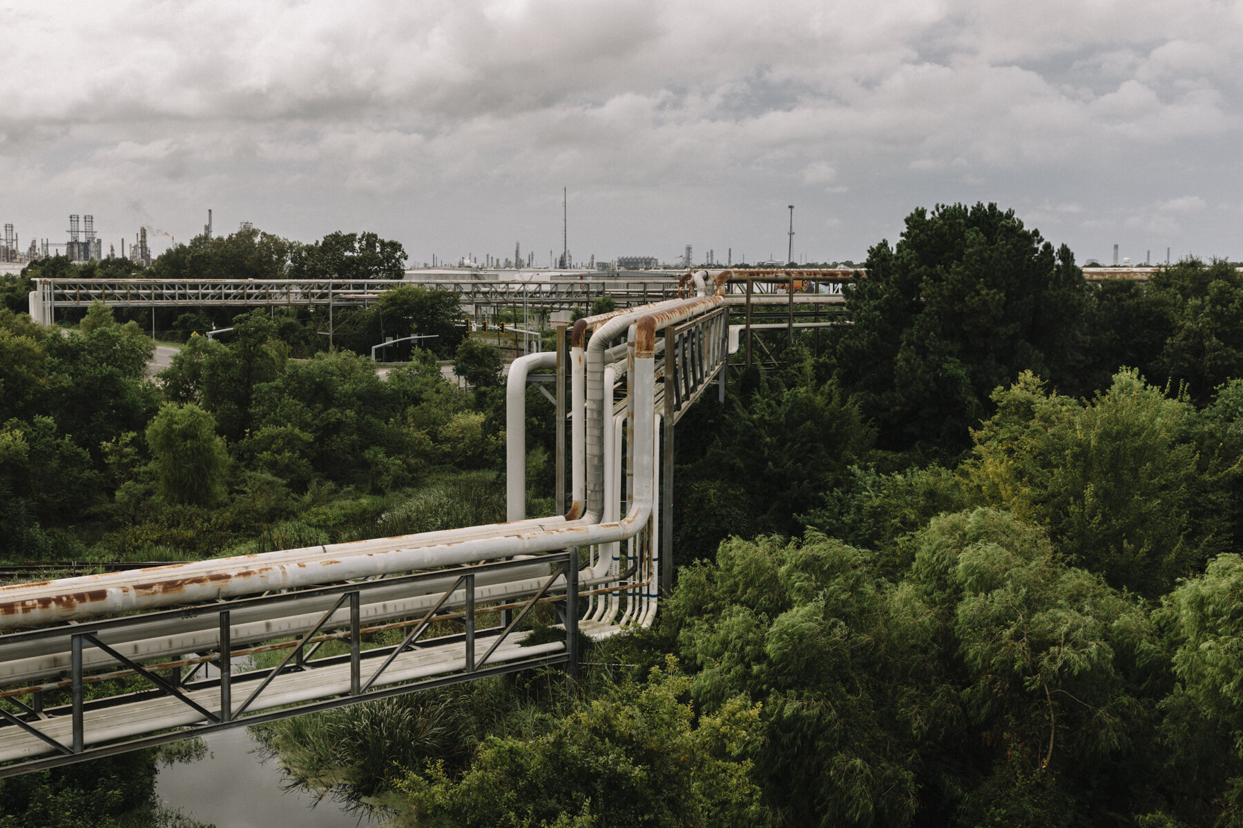  NYTSTORM - Westlake, LA - August 26, 2020 - The outer bands of Hurricane Laura approached Lake Charles and the surrounding landscape of oil and chemical refineries located along the Calcasieu River. 