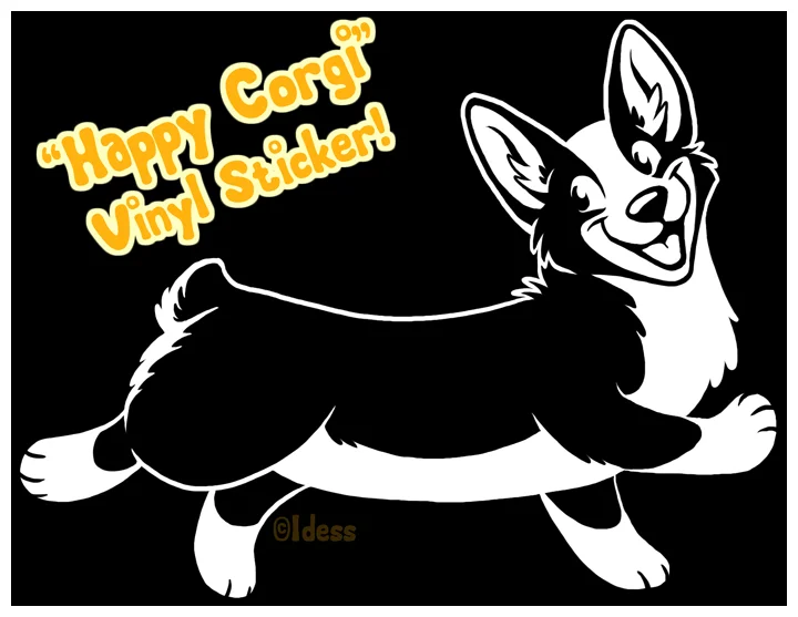 Happy Corgi Vinyl Decal
