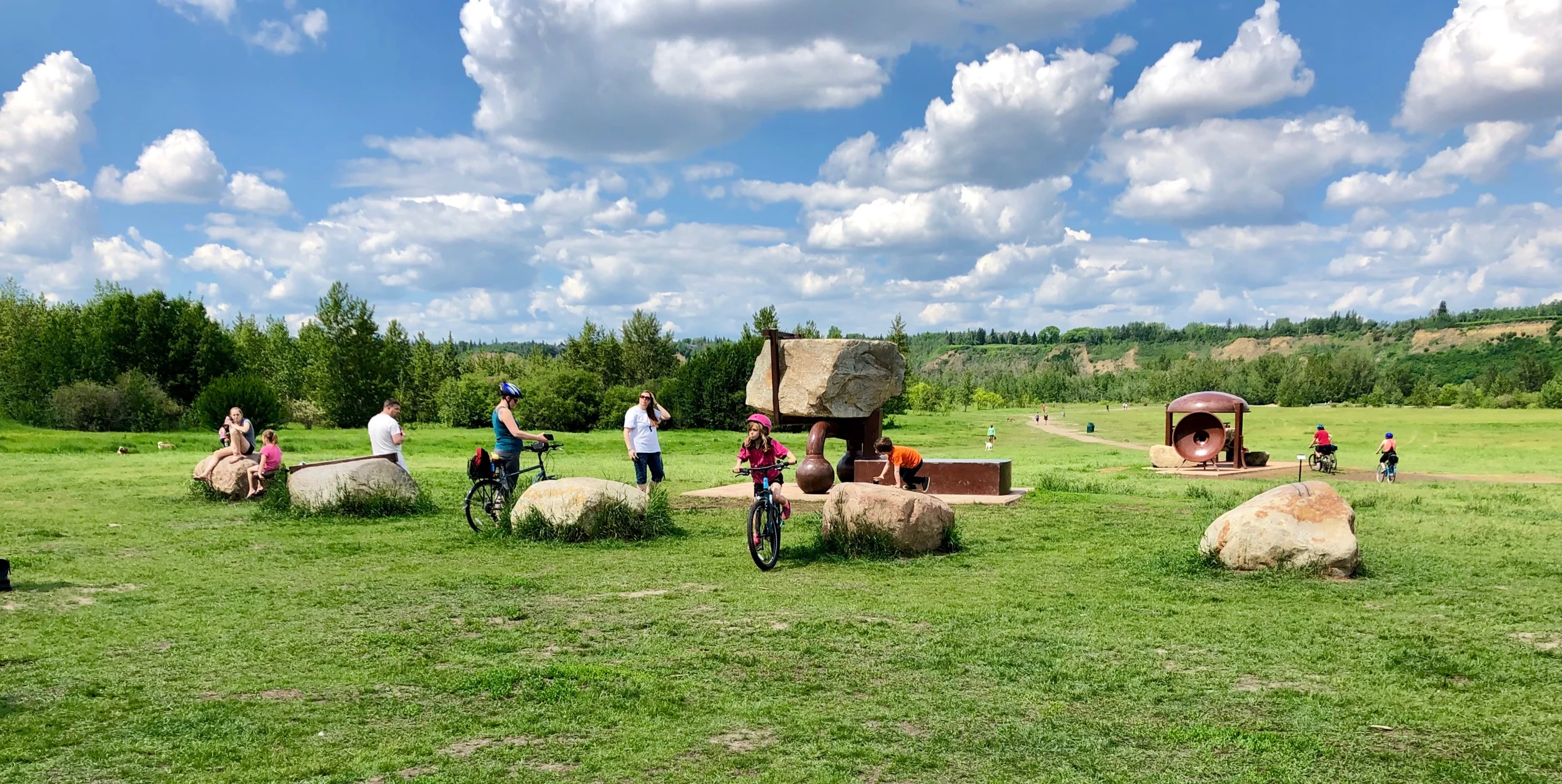 Resonant Progression:  Public Art Work at Terwillegar Park Edmonton by Royden Mills three sculptural venues collecting ambient sound and appreciation of ambient sights in analogue nature