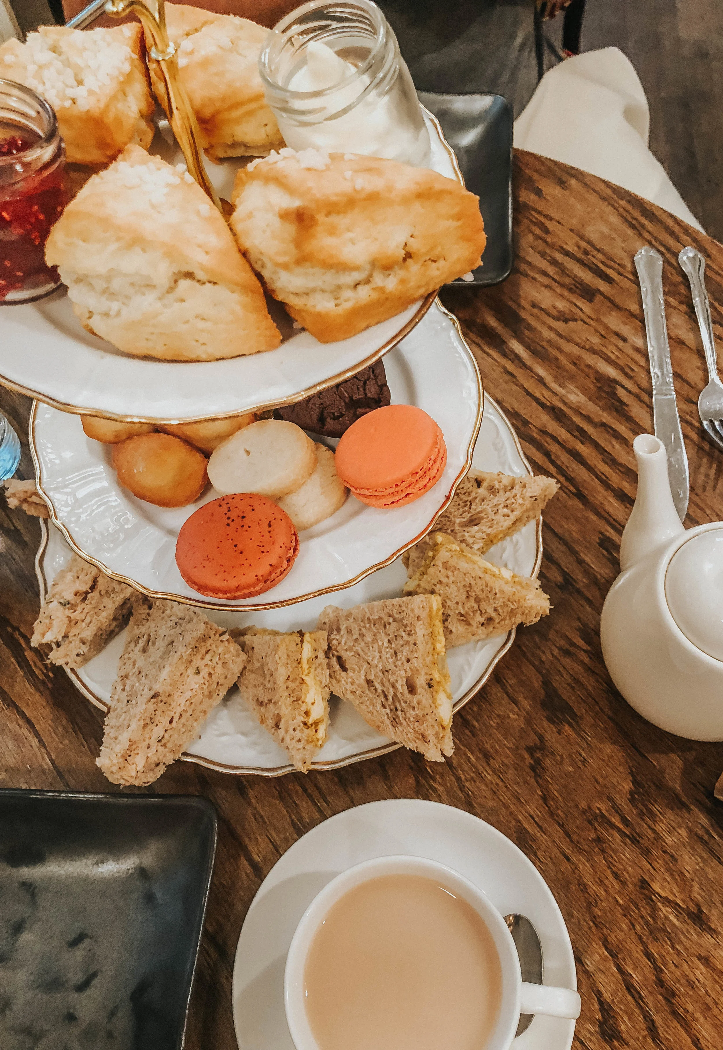 West Village, NYC | Bosie Tea Parlor | Early Grey Crème, sugar scones, rose macaroons, chicken salad sandwich and egg salad sandwich