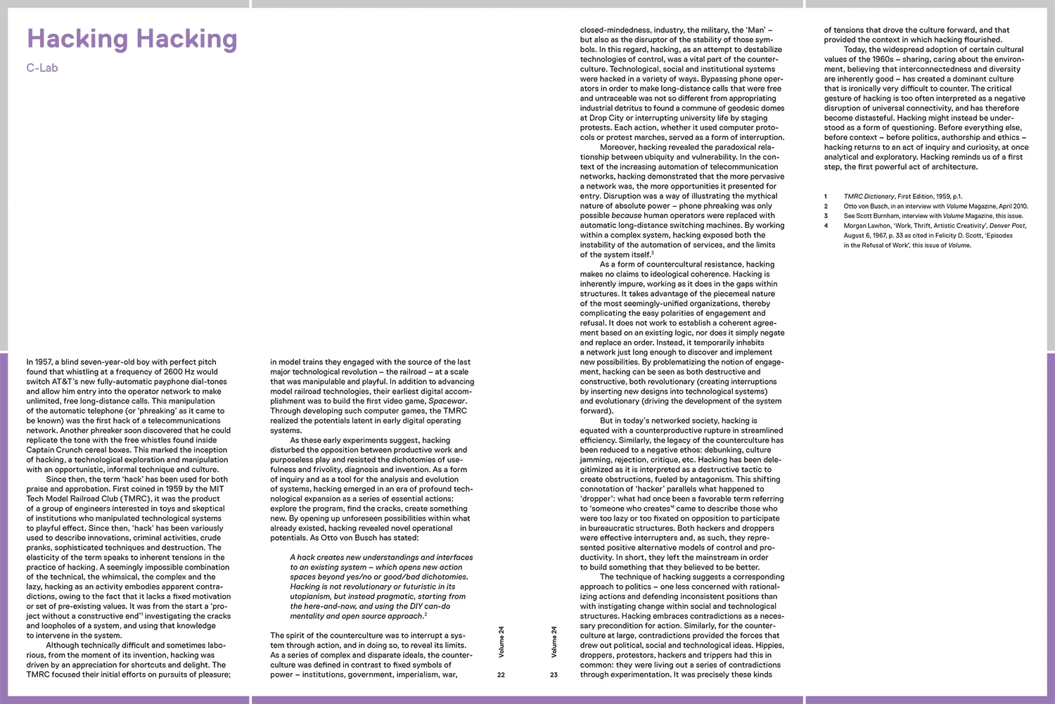 Spread of Volume #24: Counterculture . Courtesy Elizabeth Krasner.