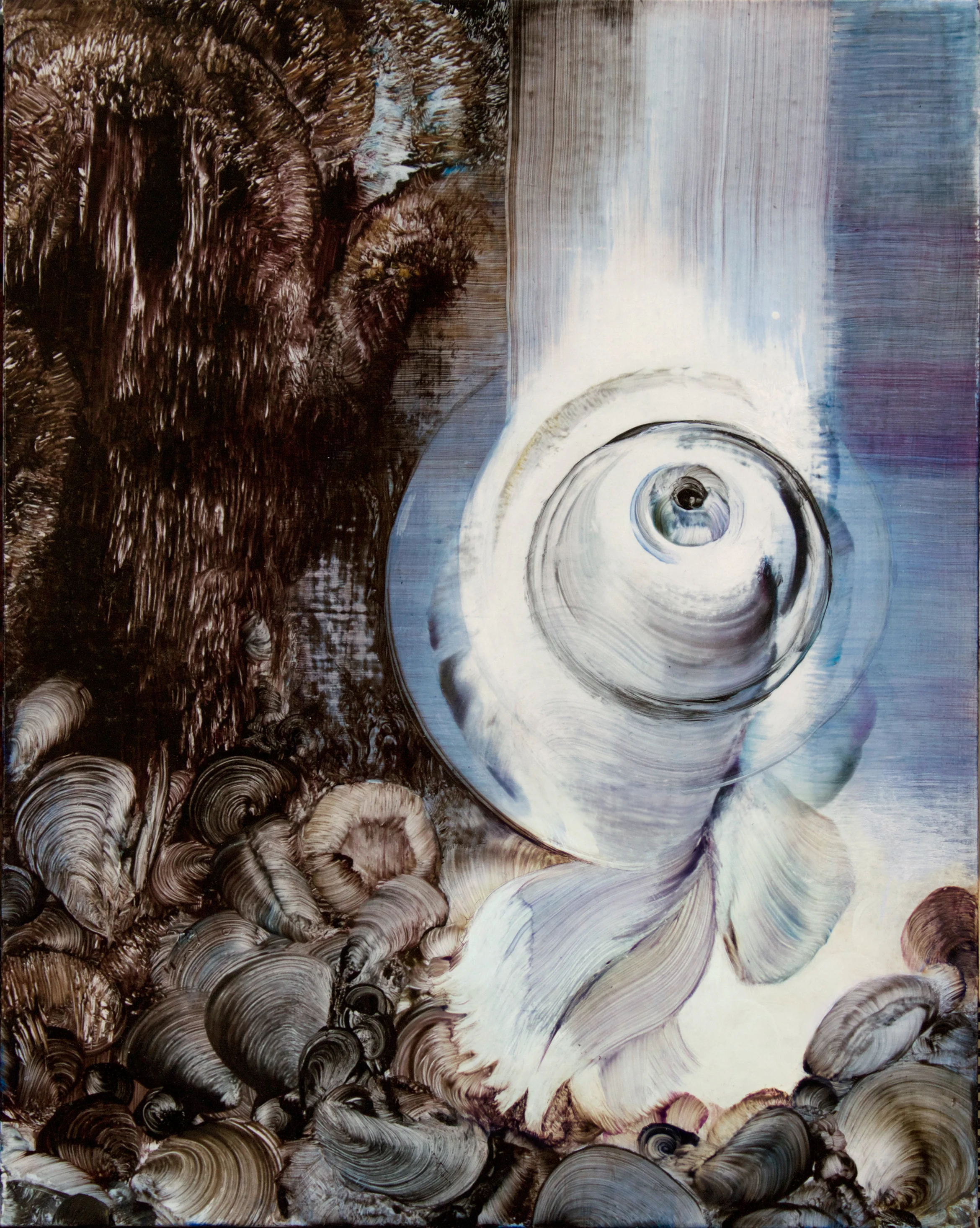 Fish in Exploding Bubble - 2017, Acrylic on board, 14h x11w in.